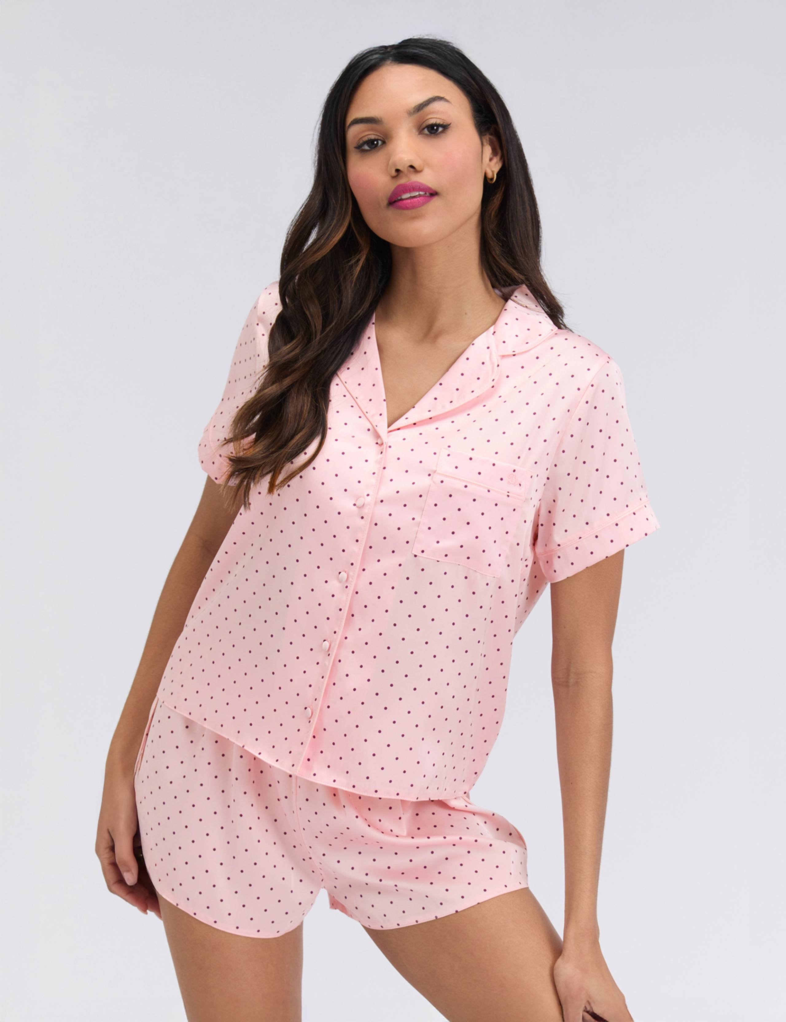 Satin Polka Dot Shortie Set 1 of 5