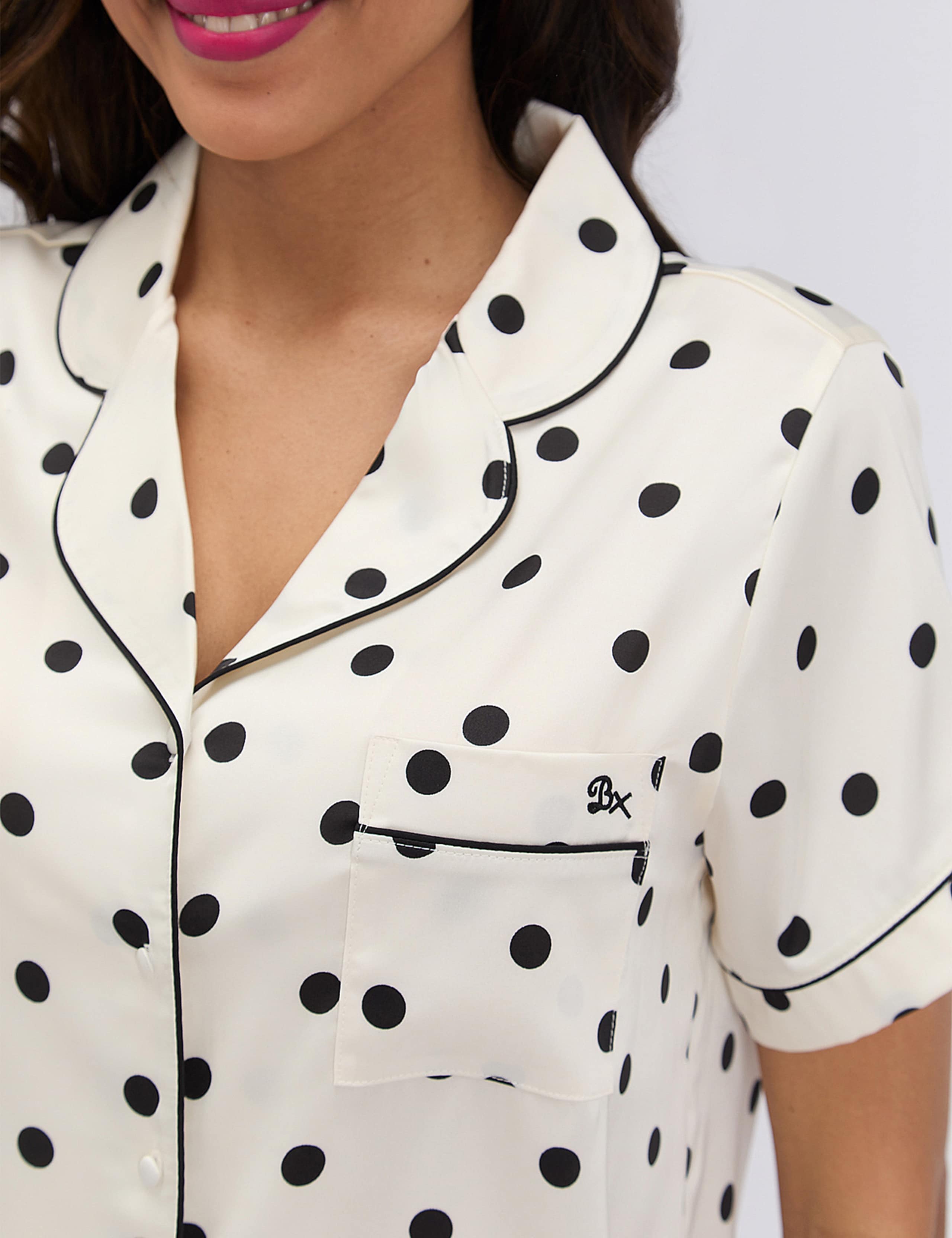 Satin Polka Dot Shortie Set 4 of 5