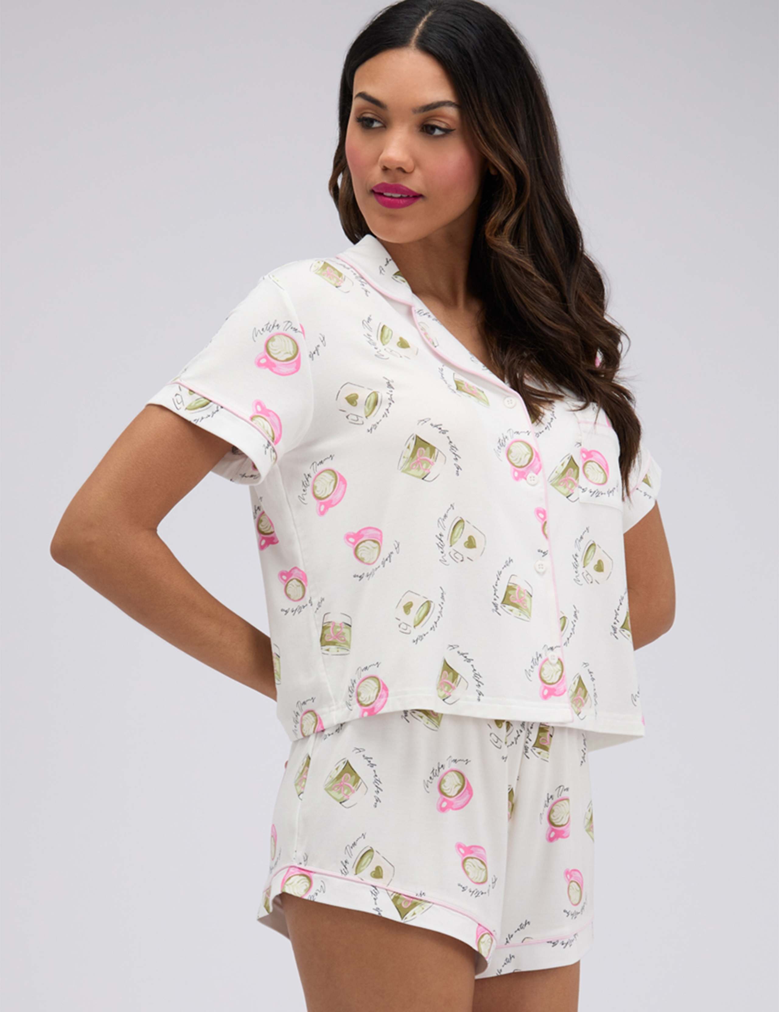 Matcha Print Modal Rich Shortie Set 2 of 6
