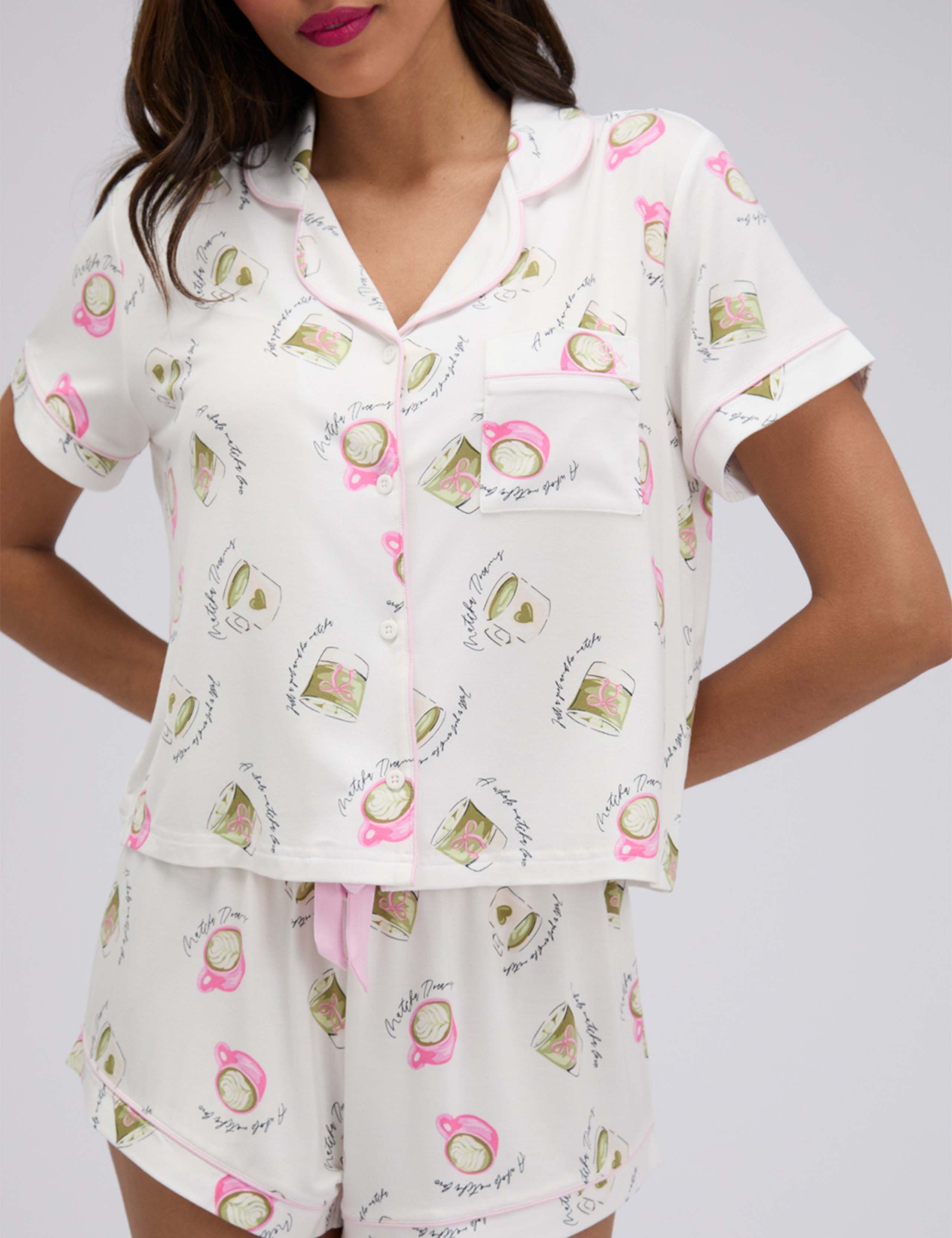 Matcha Print Modal Rich Shortie Set 4 of 6