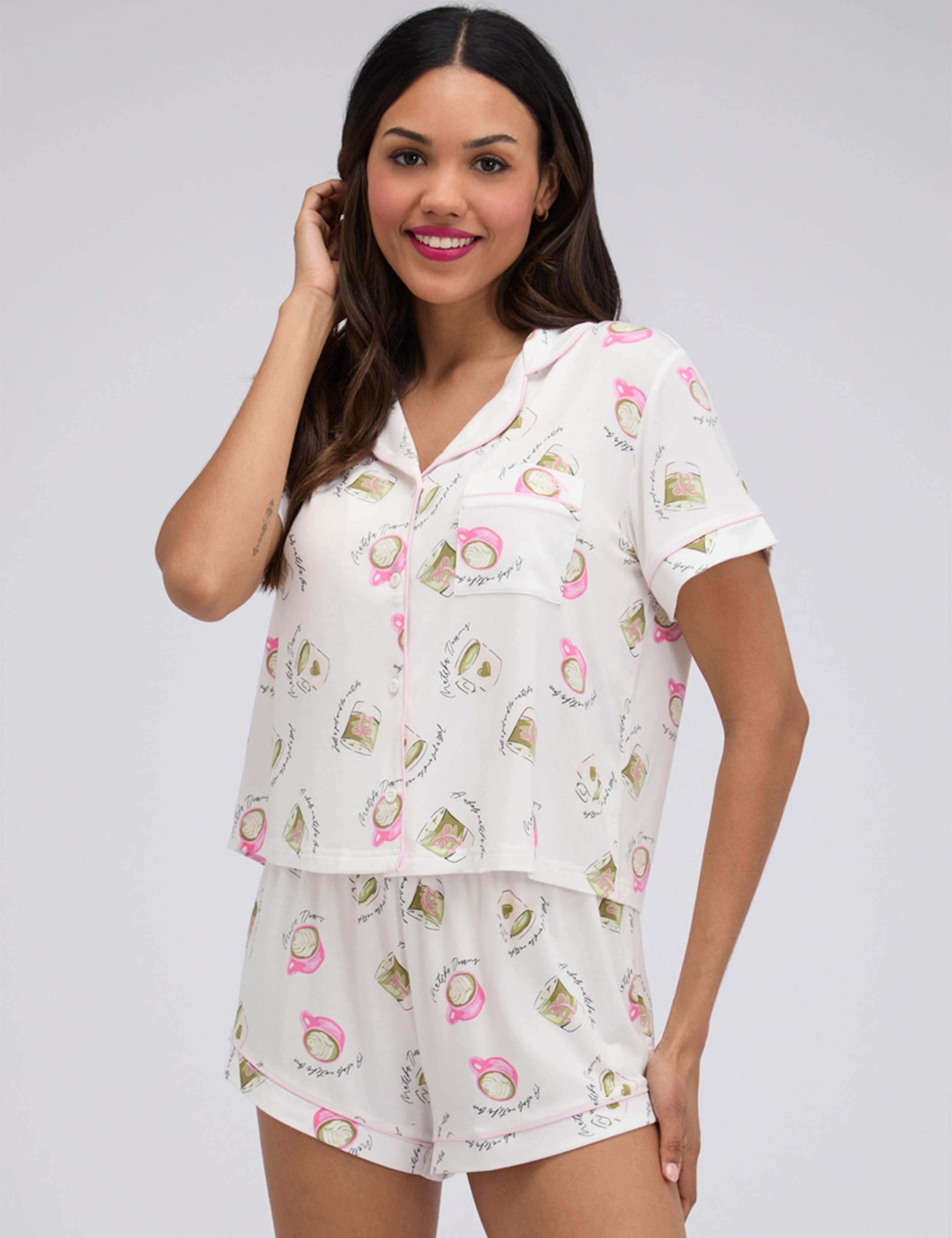 Matcha Print Modal Rich Shortie Set 7 of 7