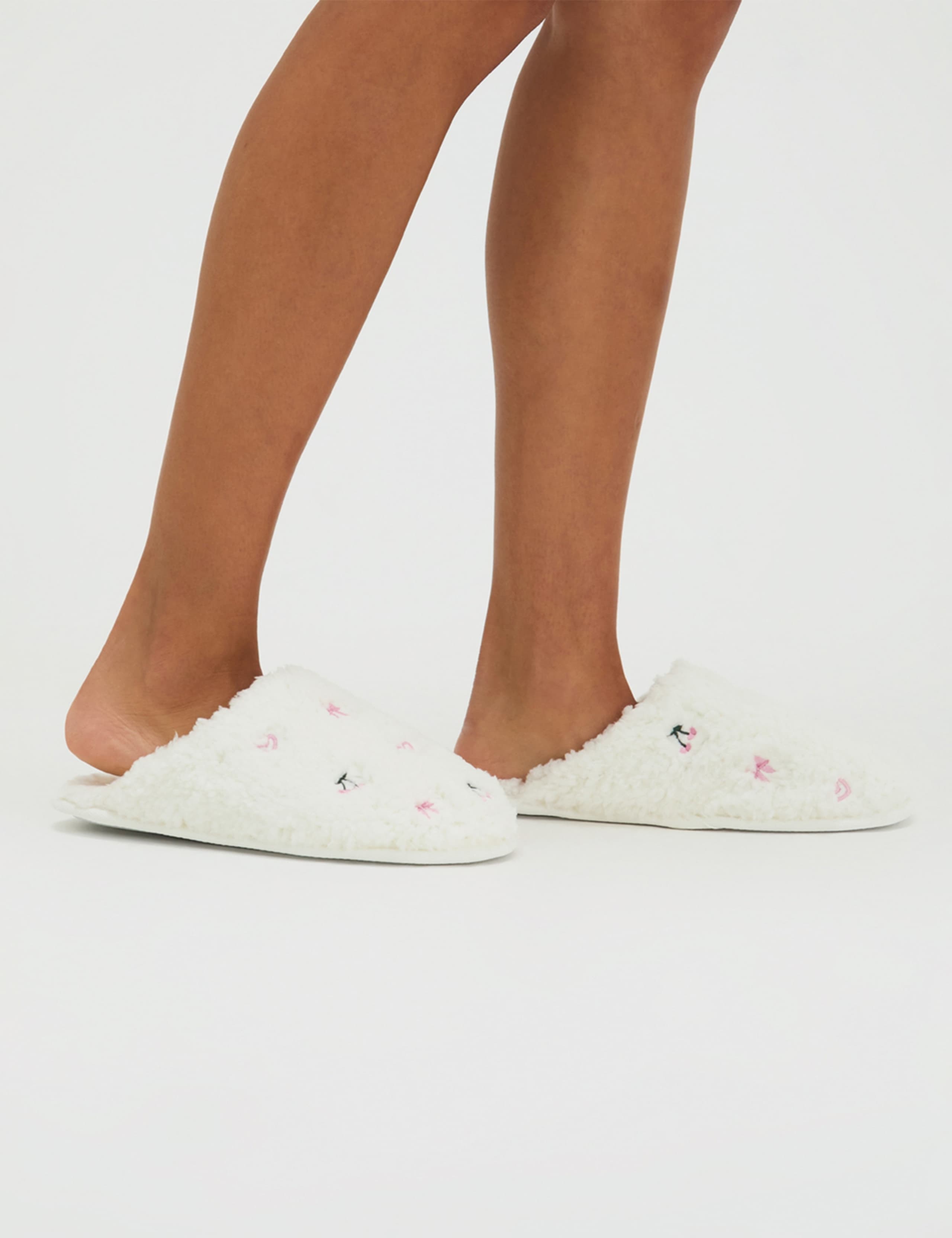 Borg Bow Embroidered Mule Slippers 5 of 6
