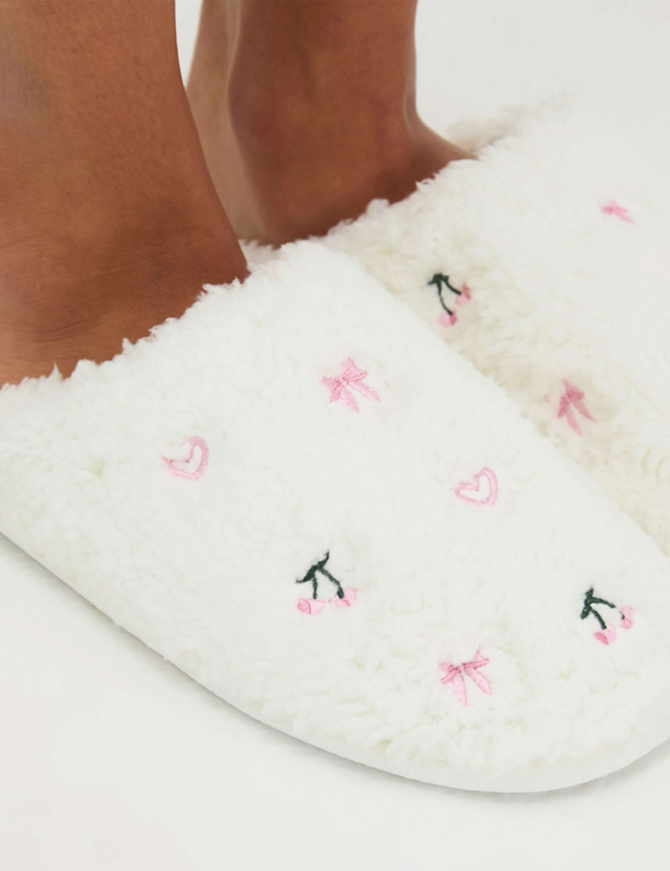 Borg Bow Embroidered Mule Slippers 6 of 6