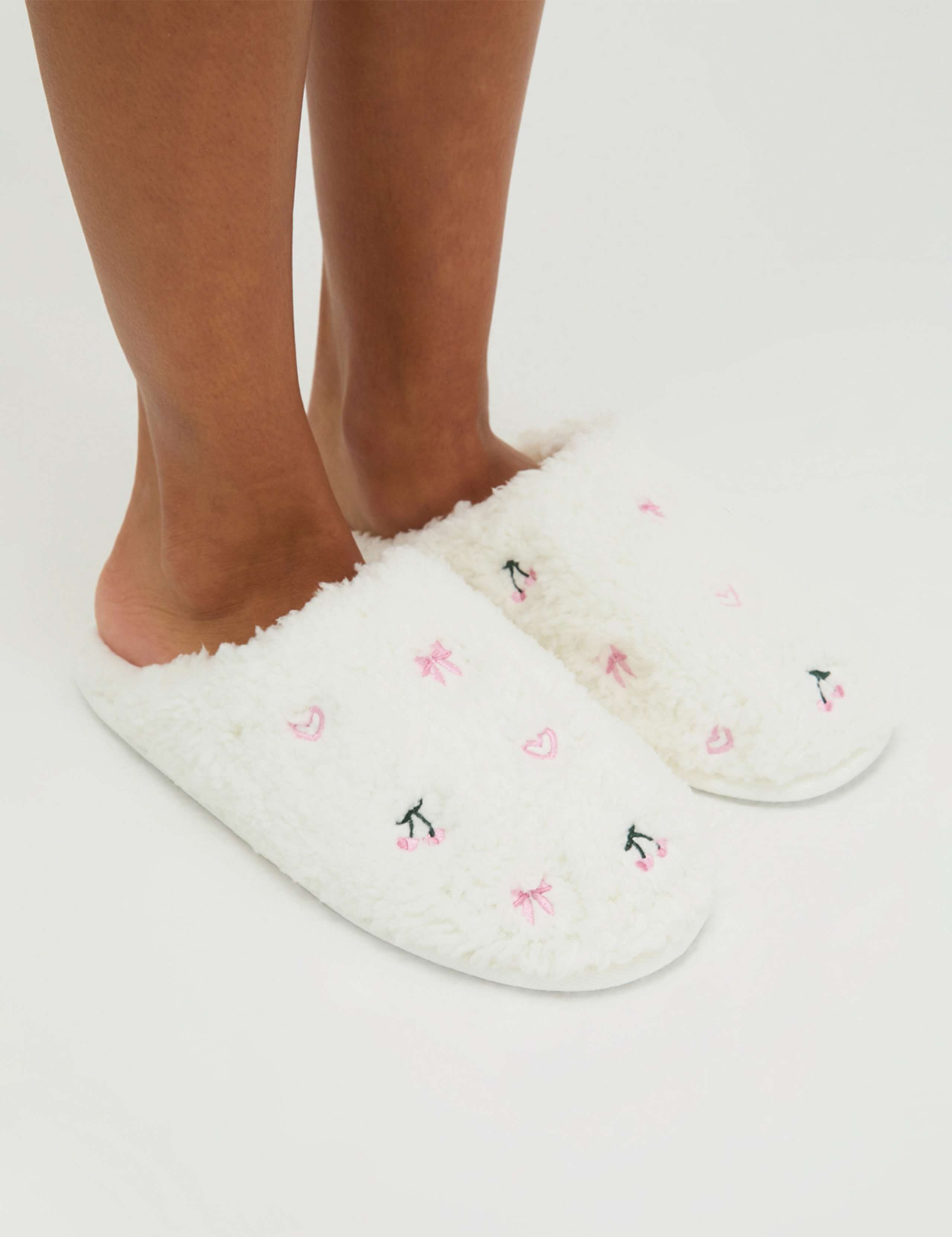Borg Bow Embroidered Mule Slippers 7 of 7