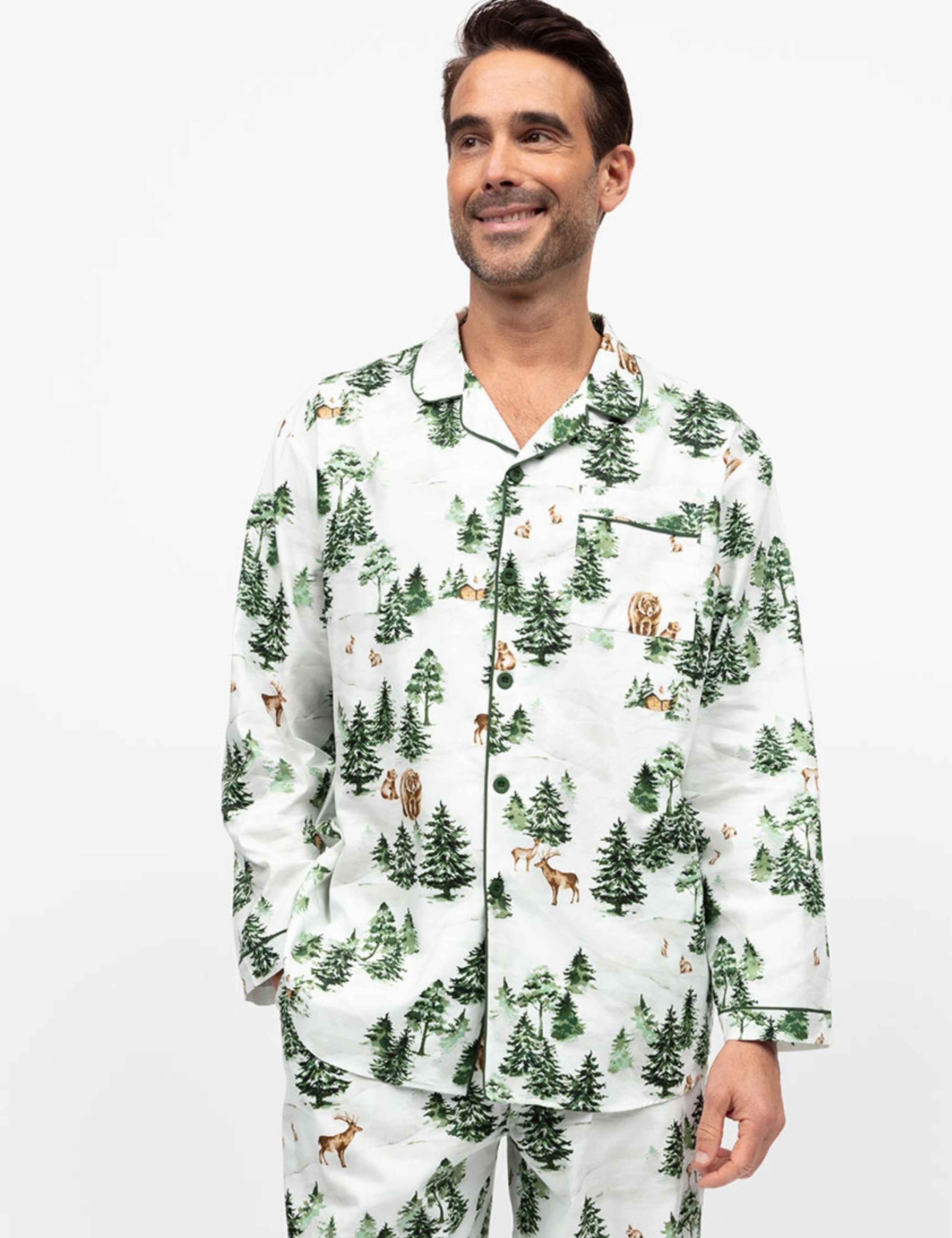 Cotton Rich Alpine Fern Family Christmas Mens Pyjama Top 3 of 4