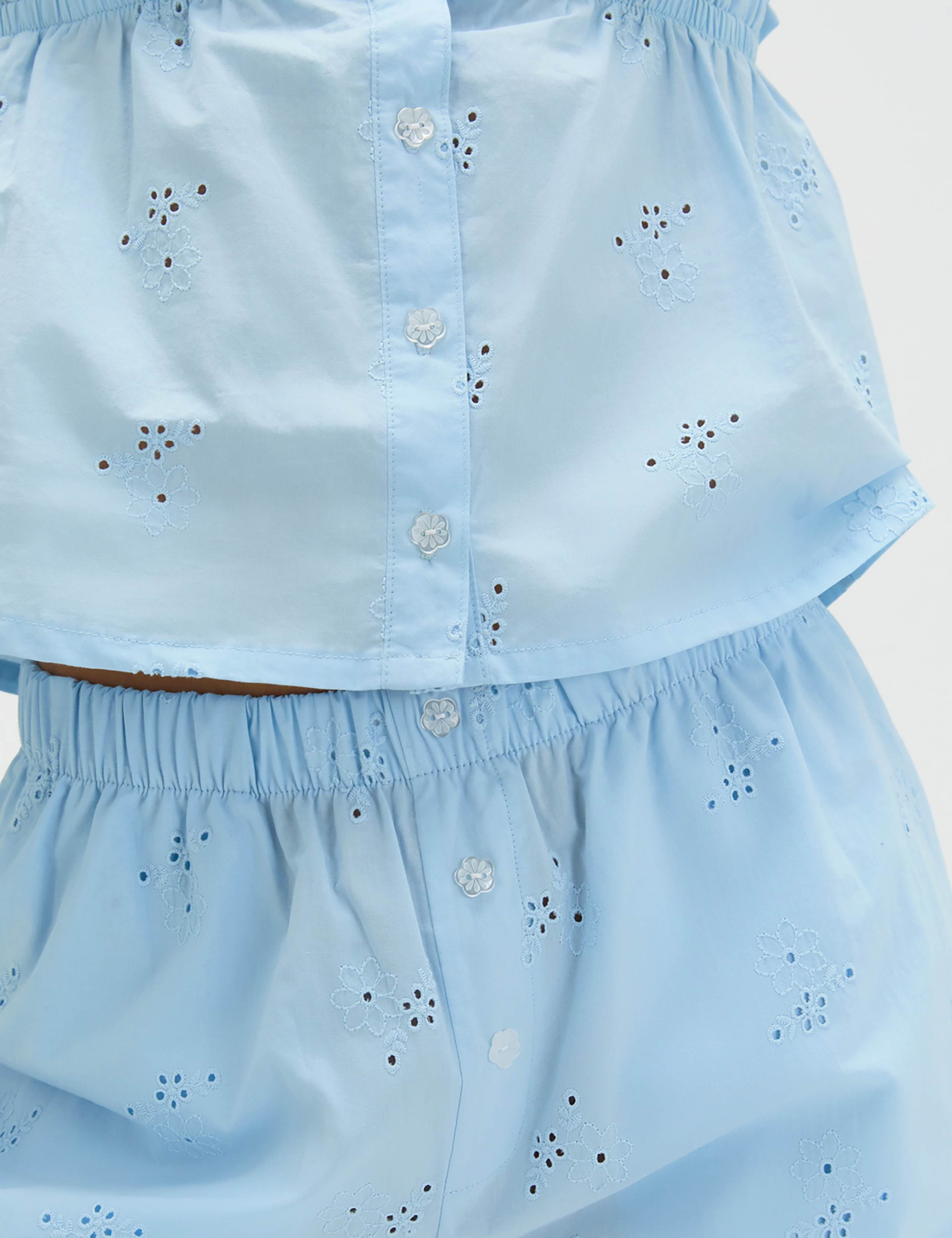 Pure Cotton Broderie Pyjama Set 5 of 5