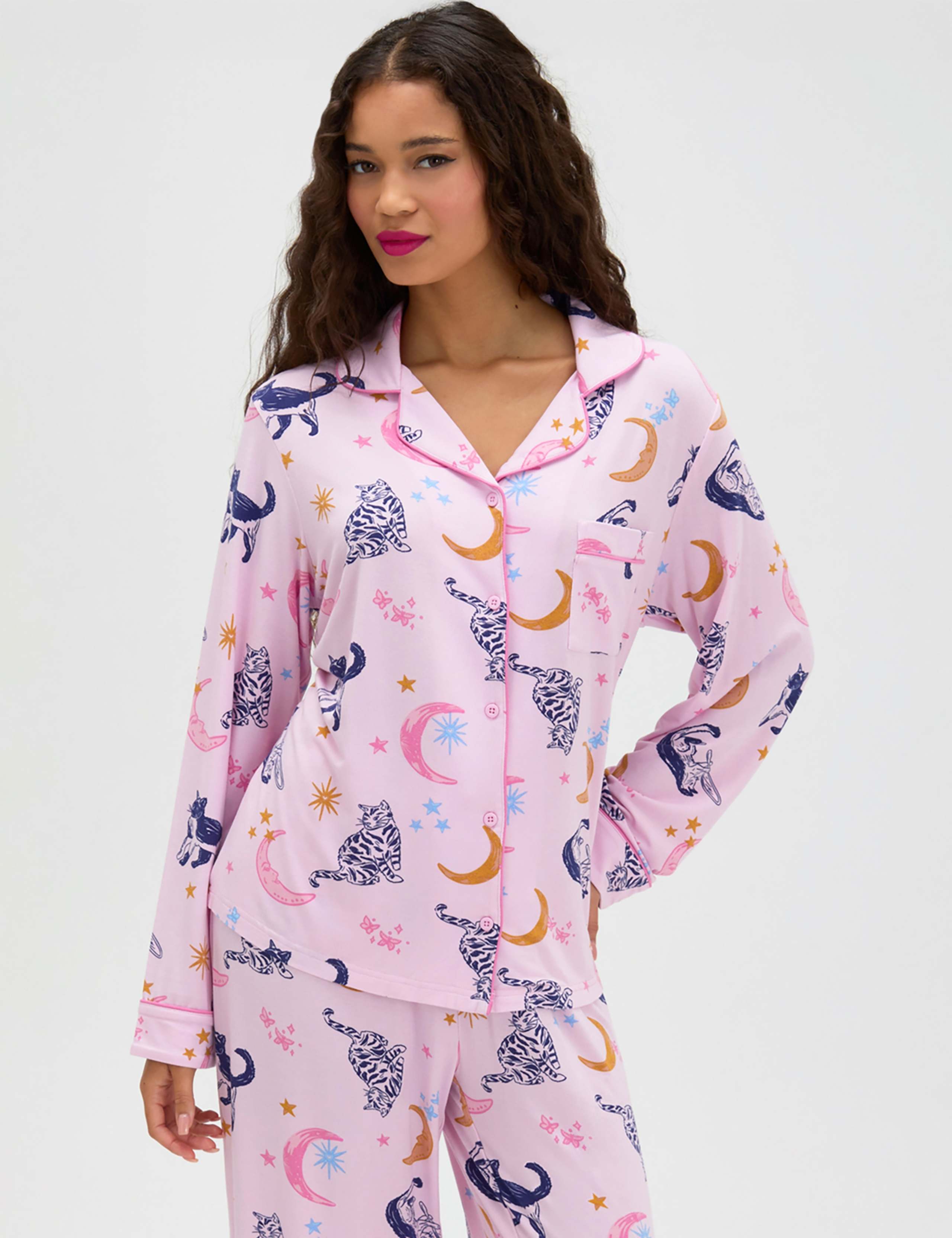 Modal Rich Cat Print Pyjama Set 2 of 6