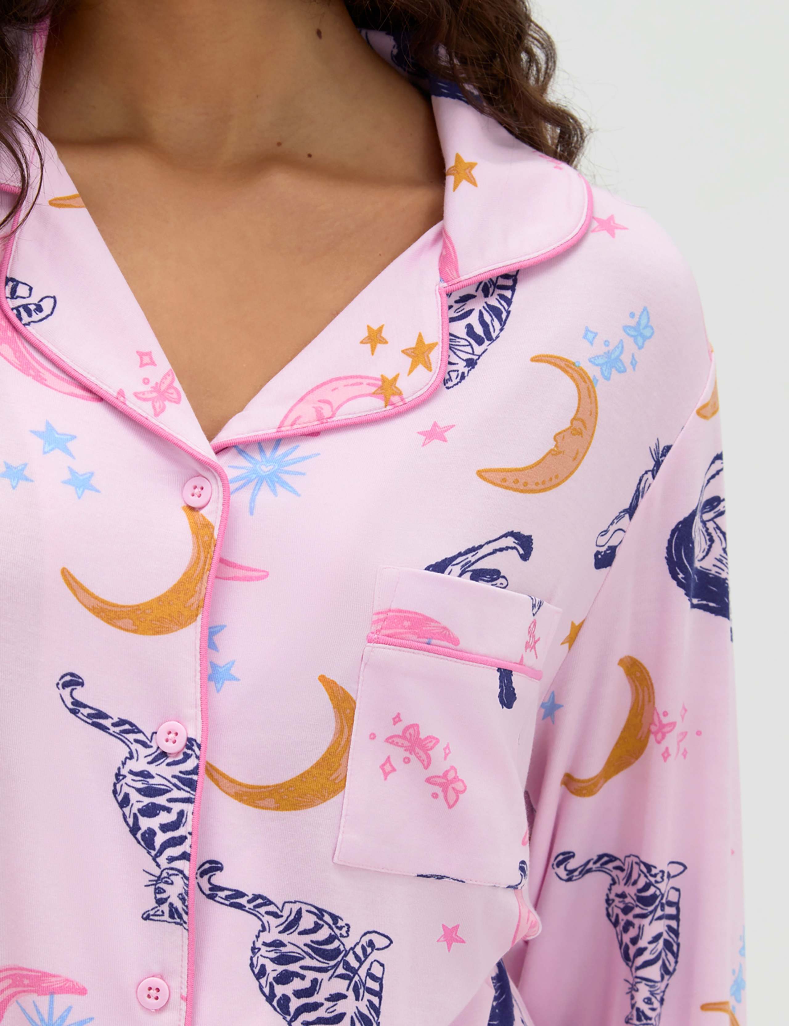 Modal Rich Cat Print Pyjama Set 4 of 6