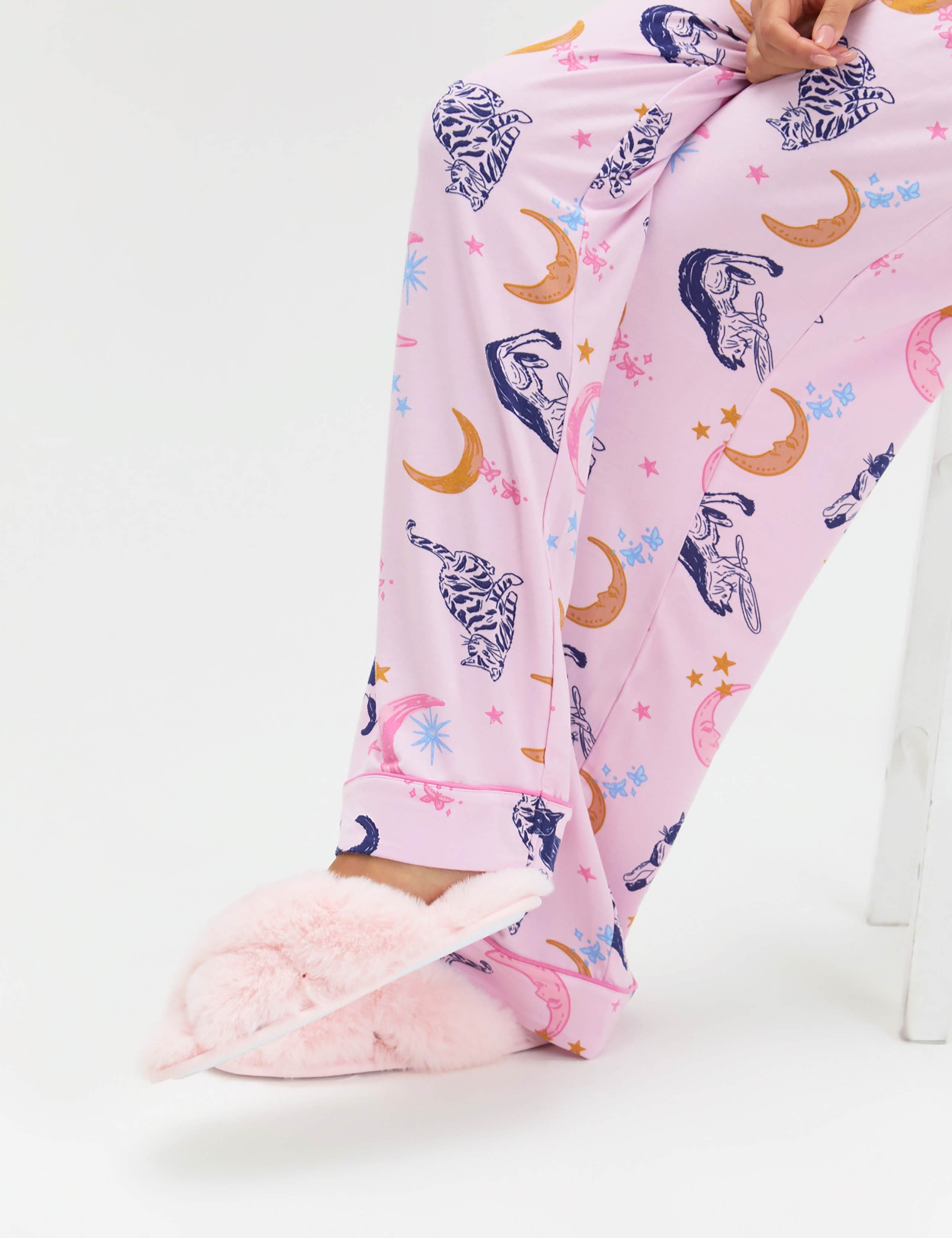 Modal Rich Cat Print Pyjama Set 5 of 6