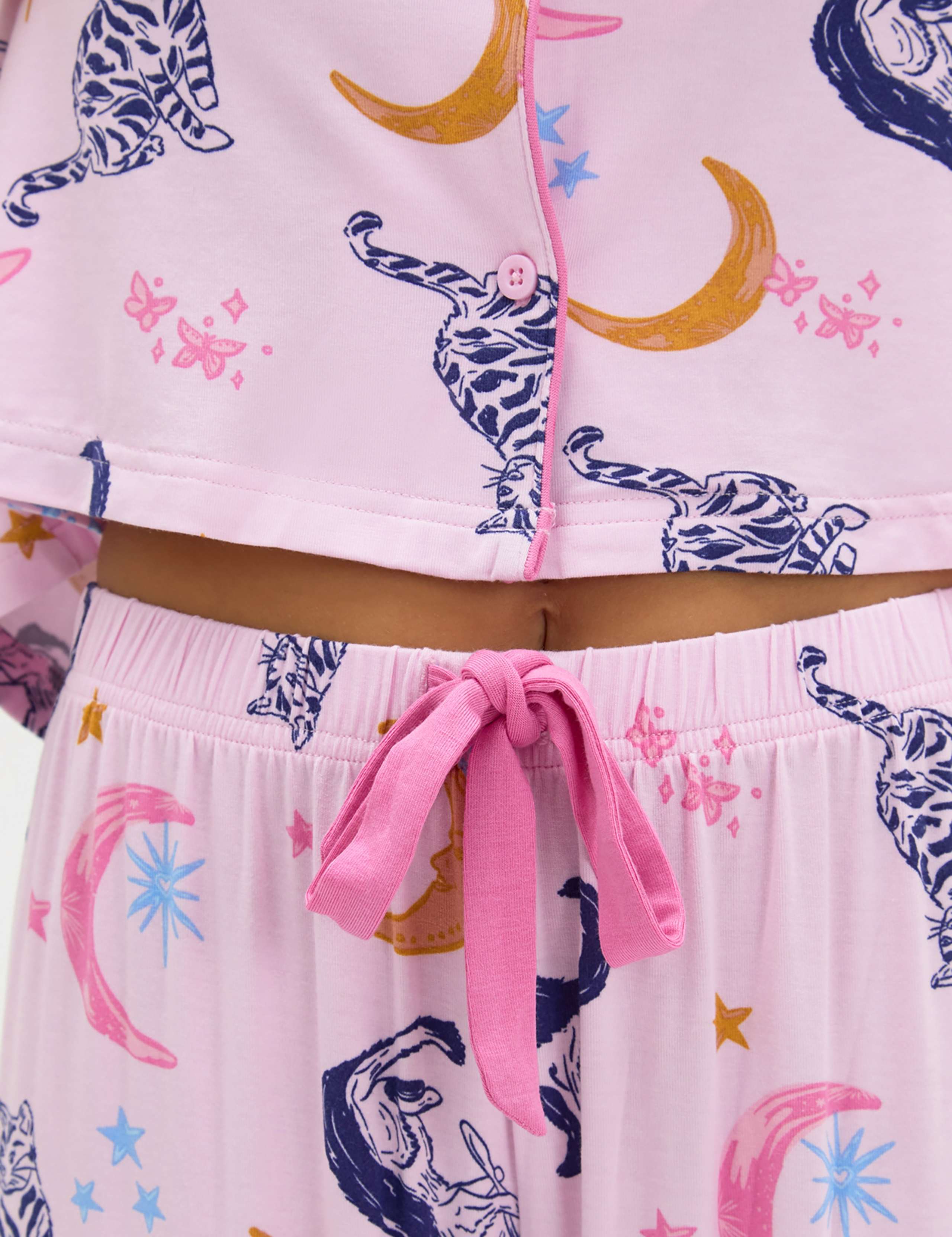Modal Rich Cat Print Pyjama Set 6 of 6