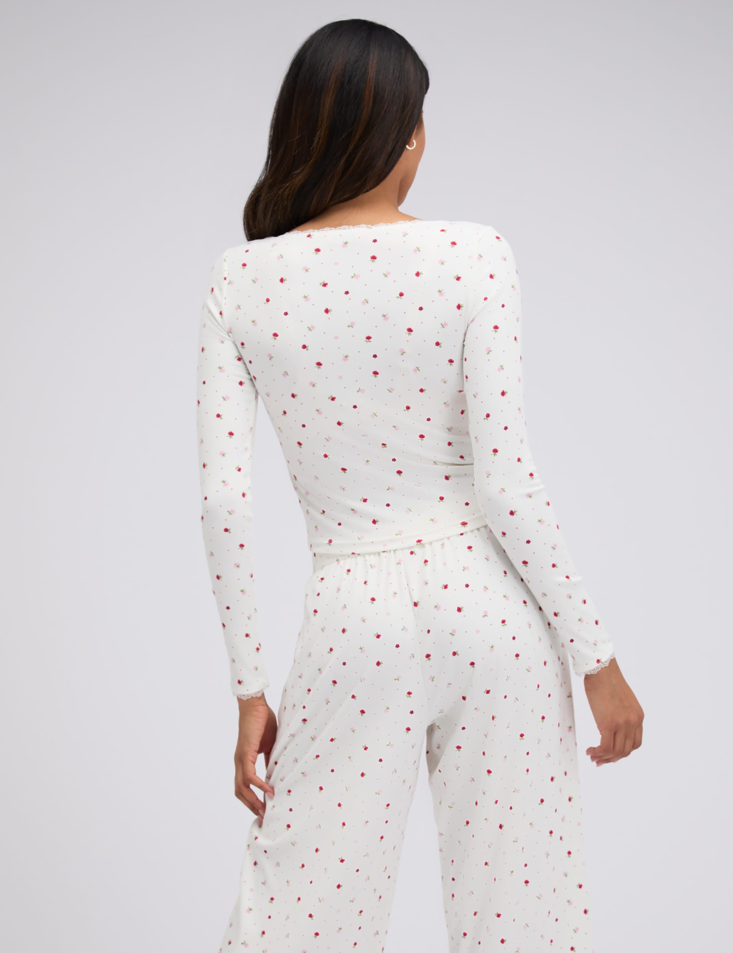 Floral Ribbed Pyjama Set 4 of 5