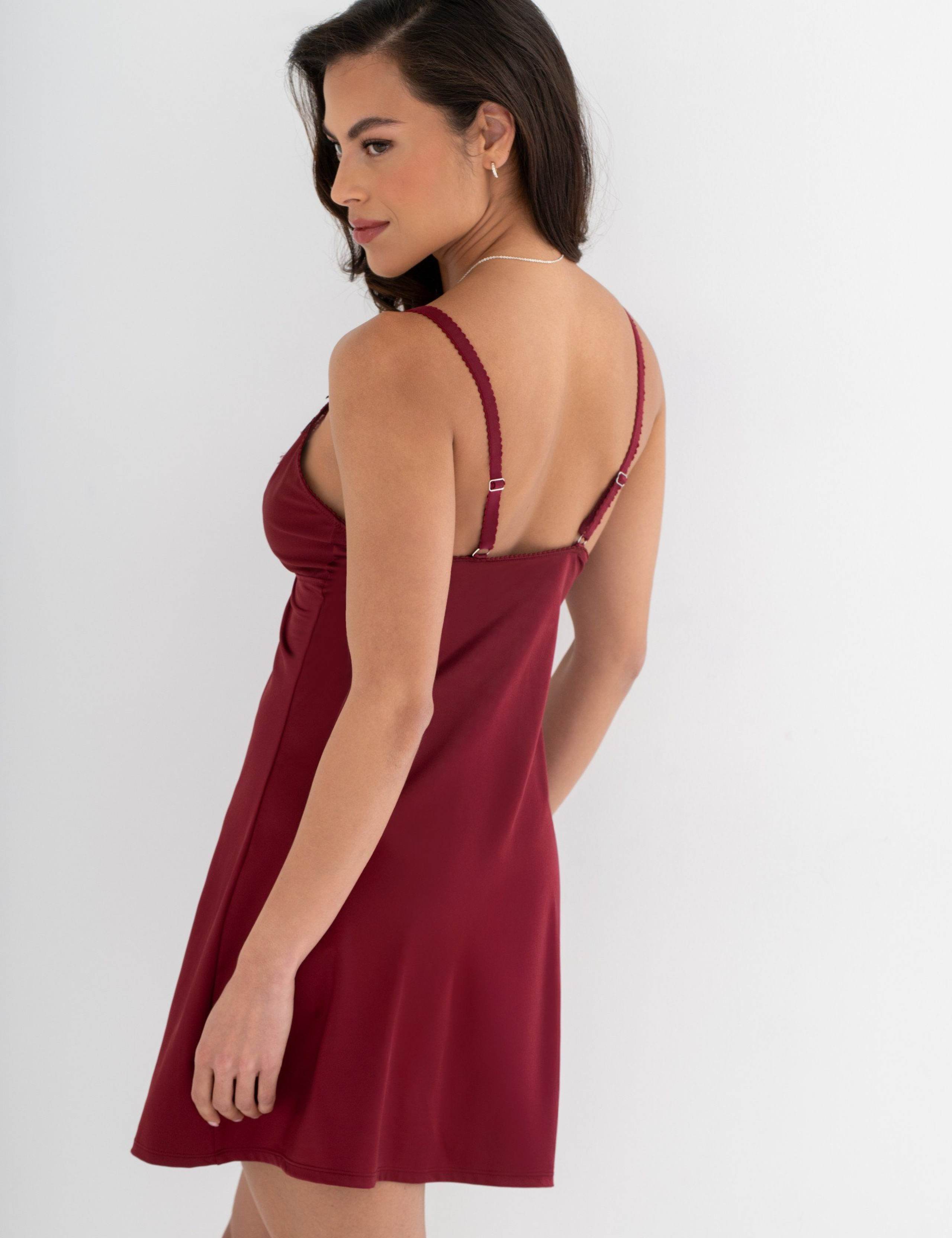 Hollywood Satin Lace Trim Strappy Chemise 6 of 8
