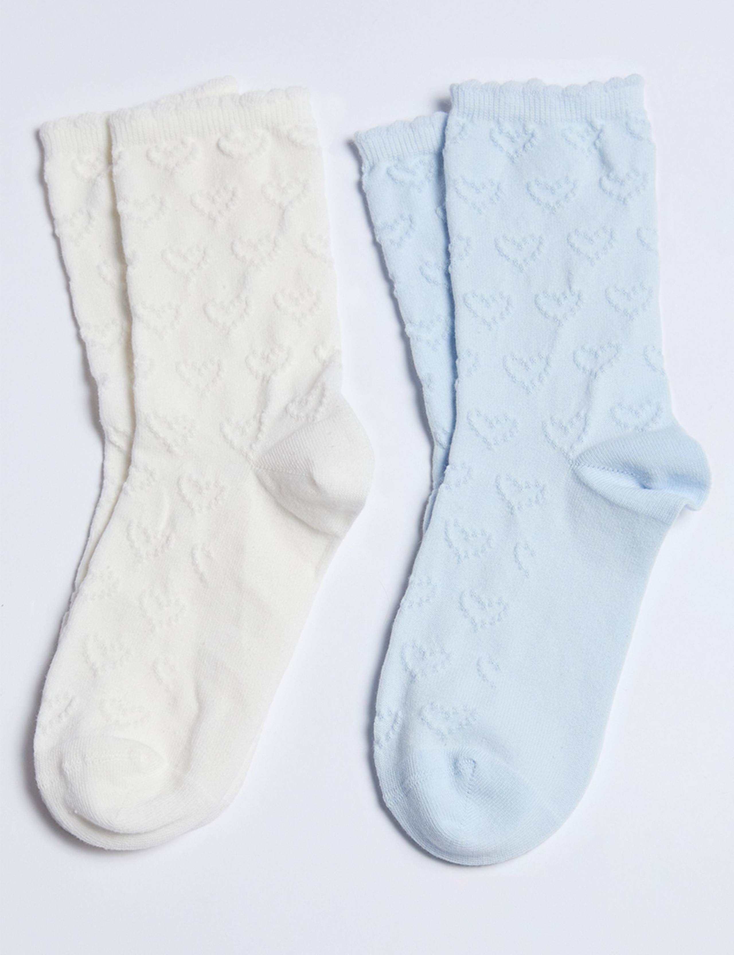 2pk Cotton Rich Heart Ankle High Socks 1 of 4