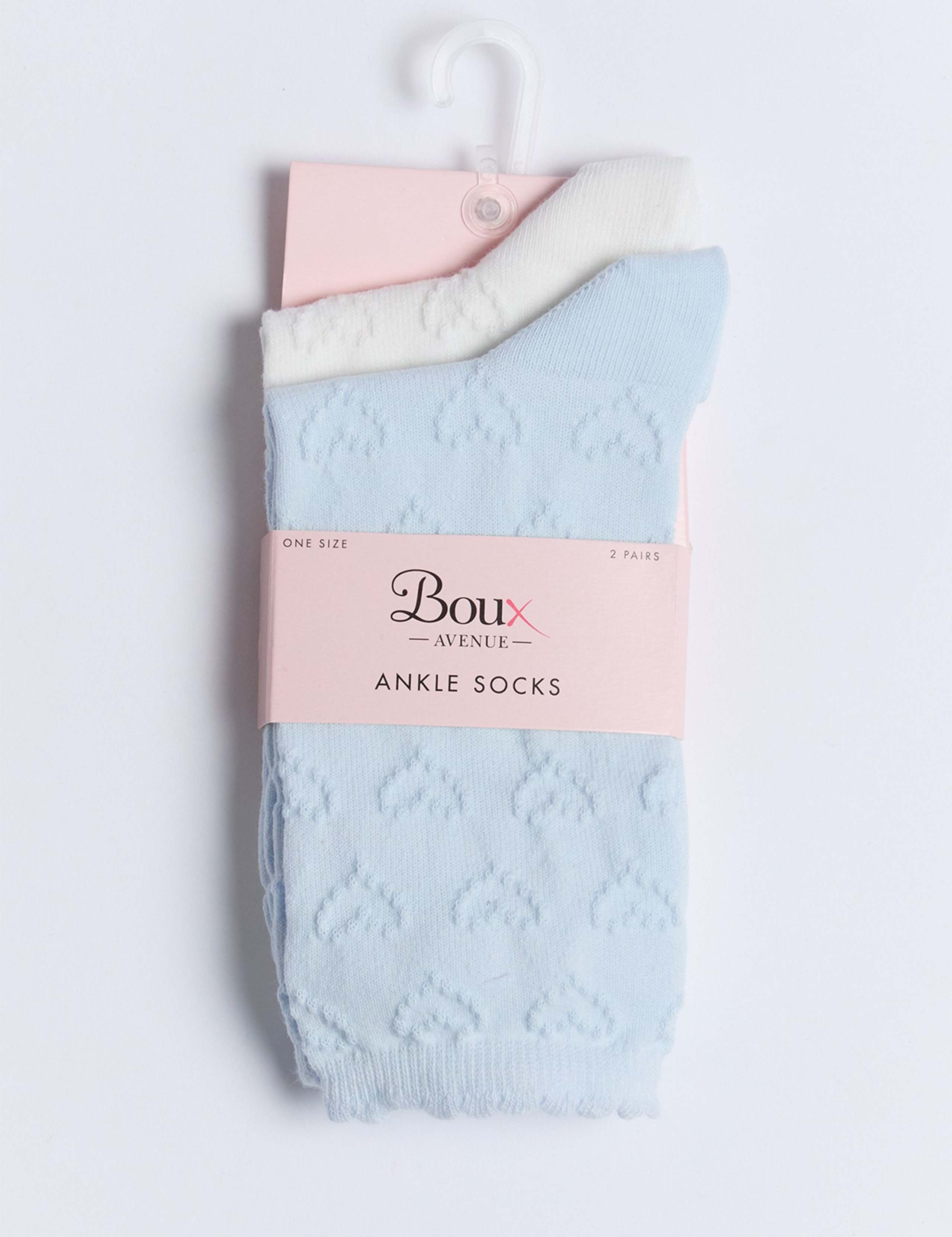 2pk Cotton Rich Heart Ankle High Socks 3 of 4