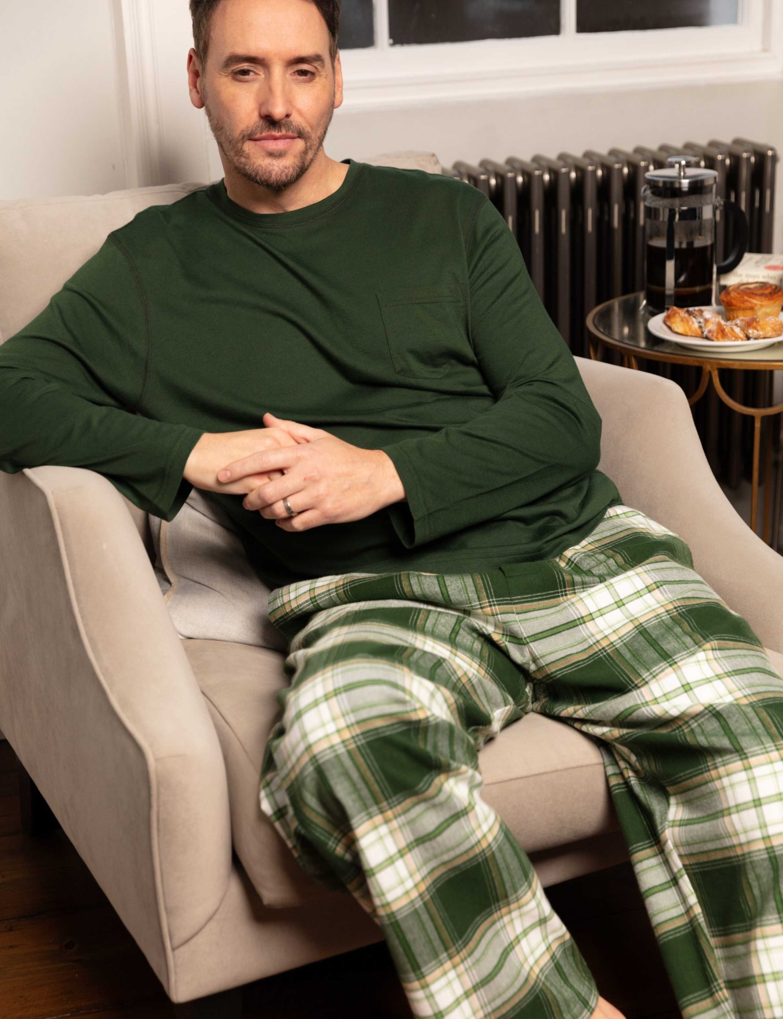 Pure Cotton Checked Pyjama Bottoms 1 of 4