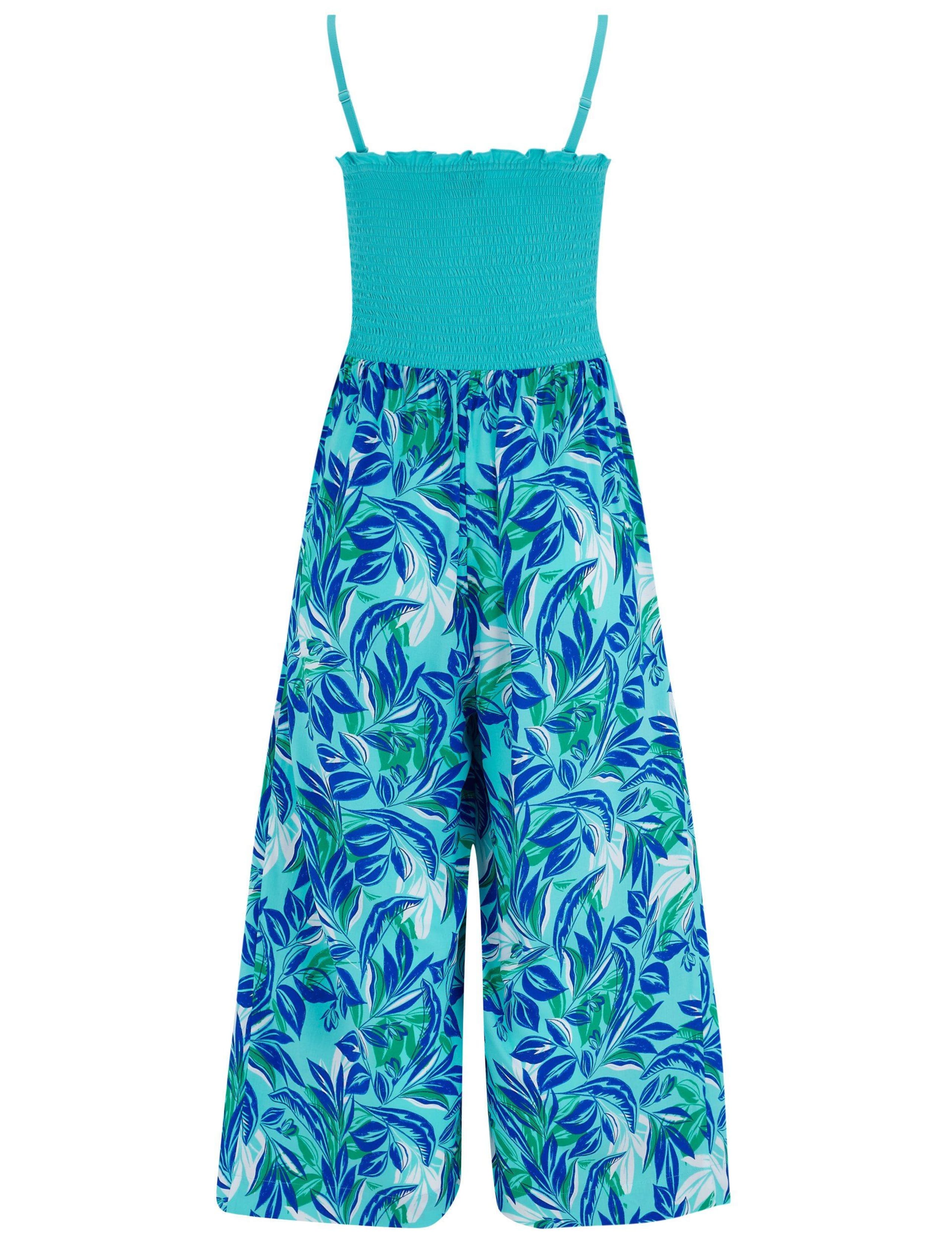 Anna Leaf Print Strappy Cropped Jumpsuit 6 of 6