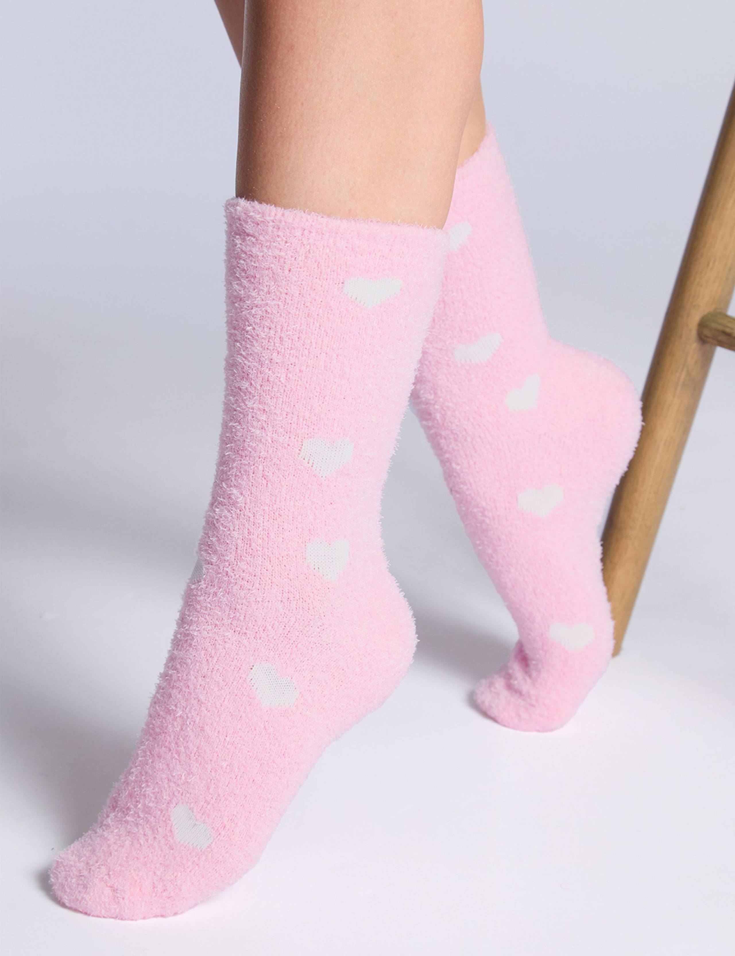 2pk Cosy Heart Ankle High Socks 3 of 4