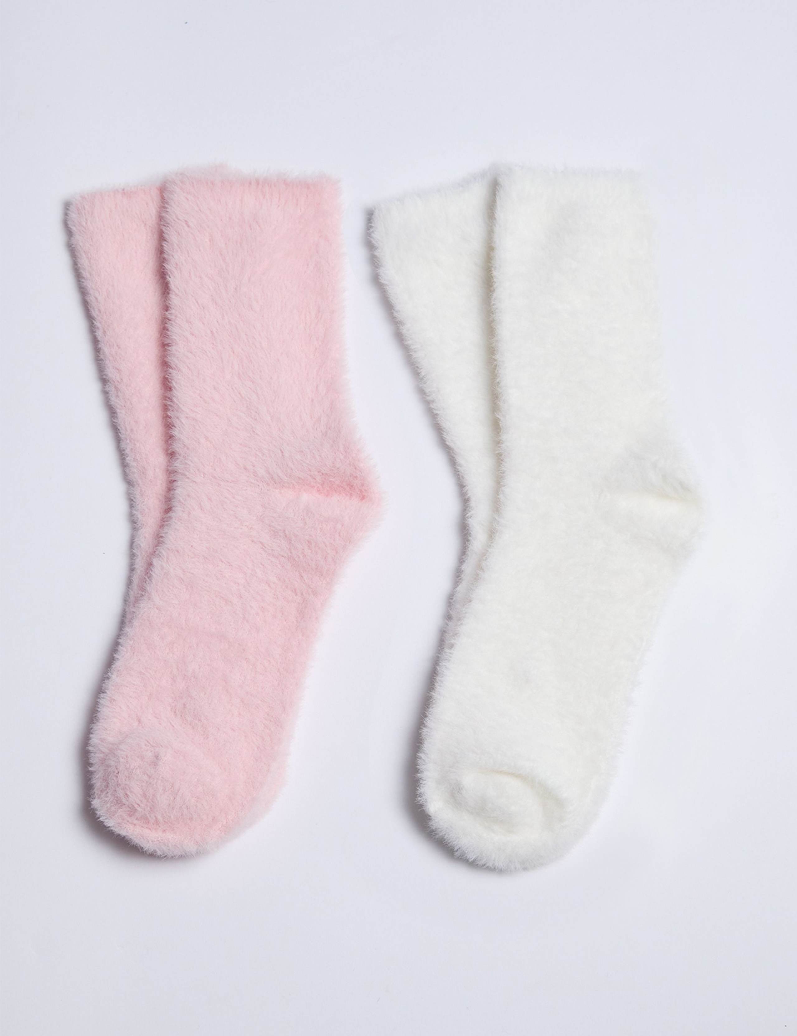 2pk Cosy Fluffy Ankle High Socks 2 of 7