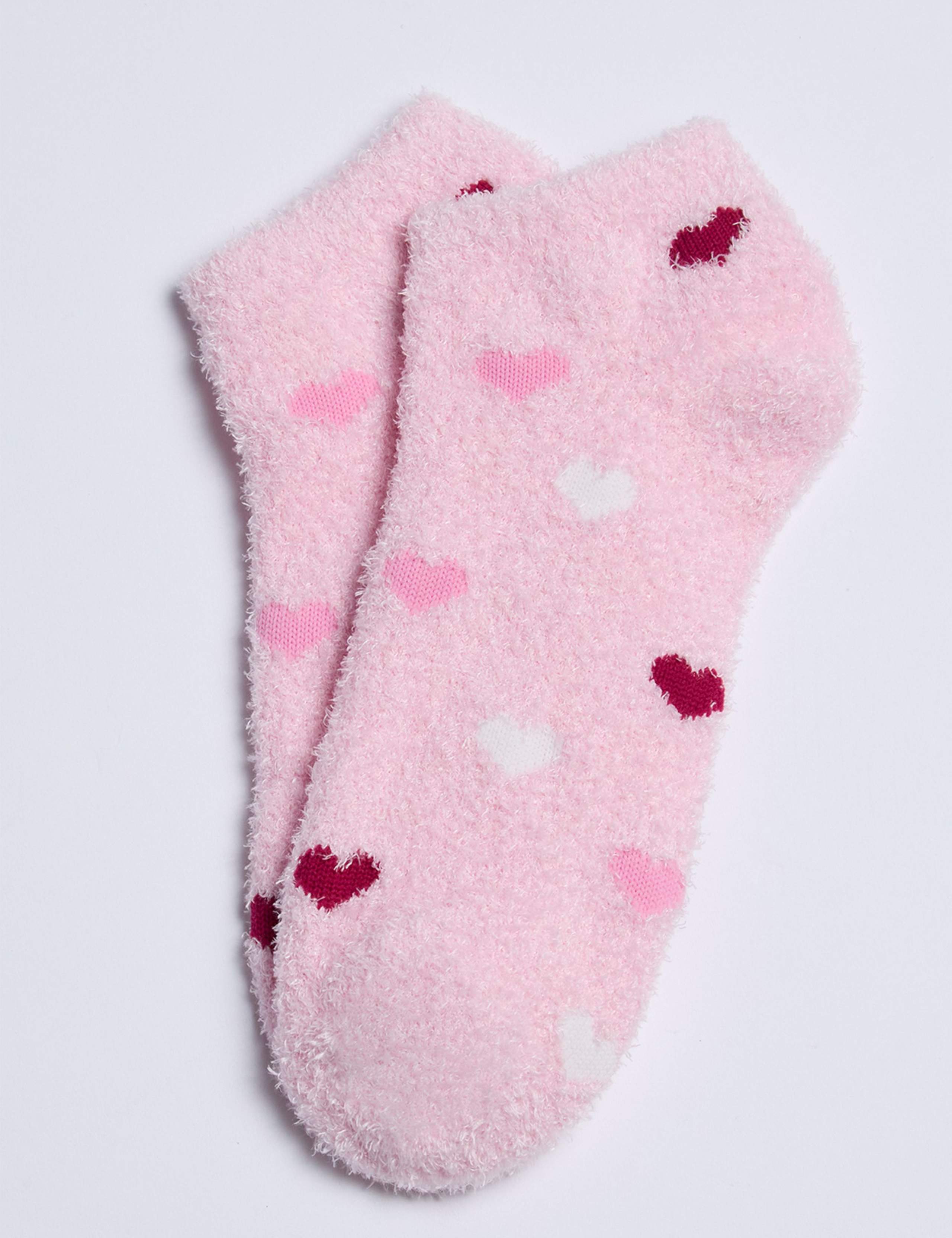 2pk Cosy Heart Trainer Socks 2 of 3