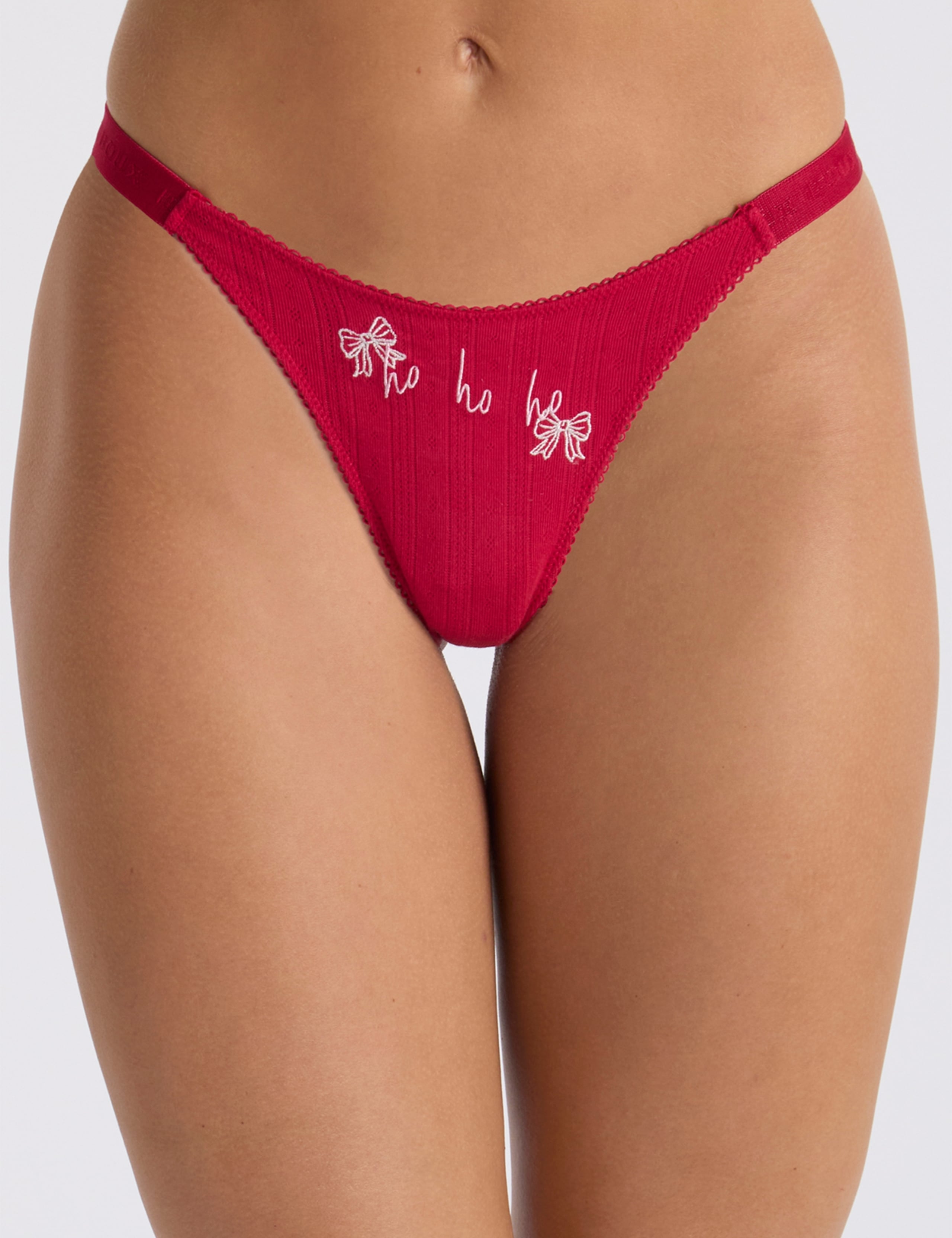 3 Pack Christmas Cotton Rich High Leg Thongs 5 of 6
