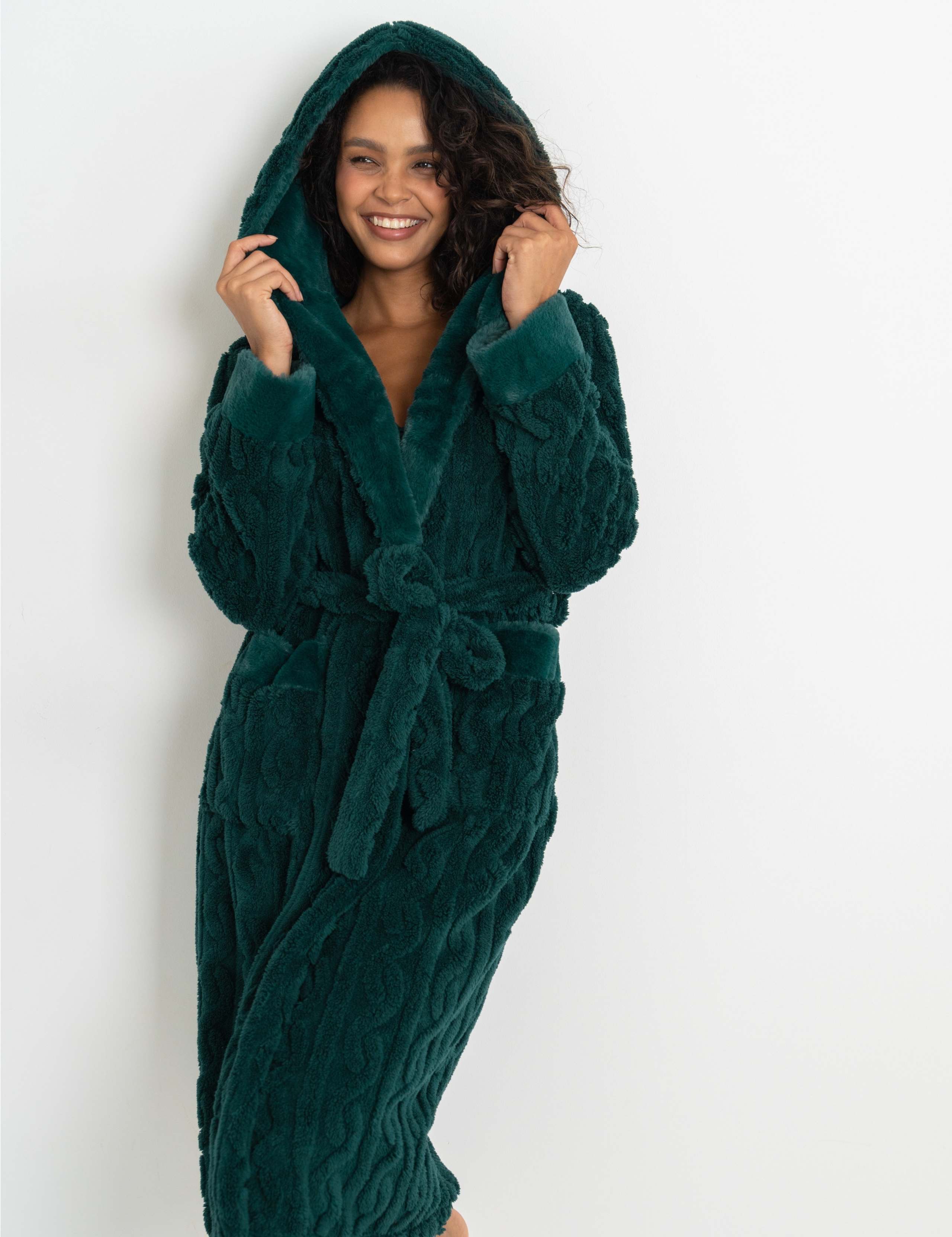 Fleece Hooded Dressing Gown 3 of 6