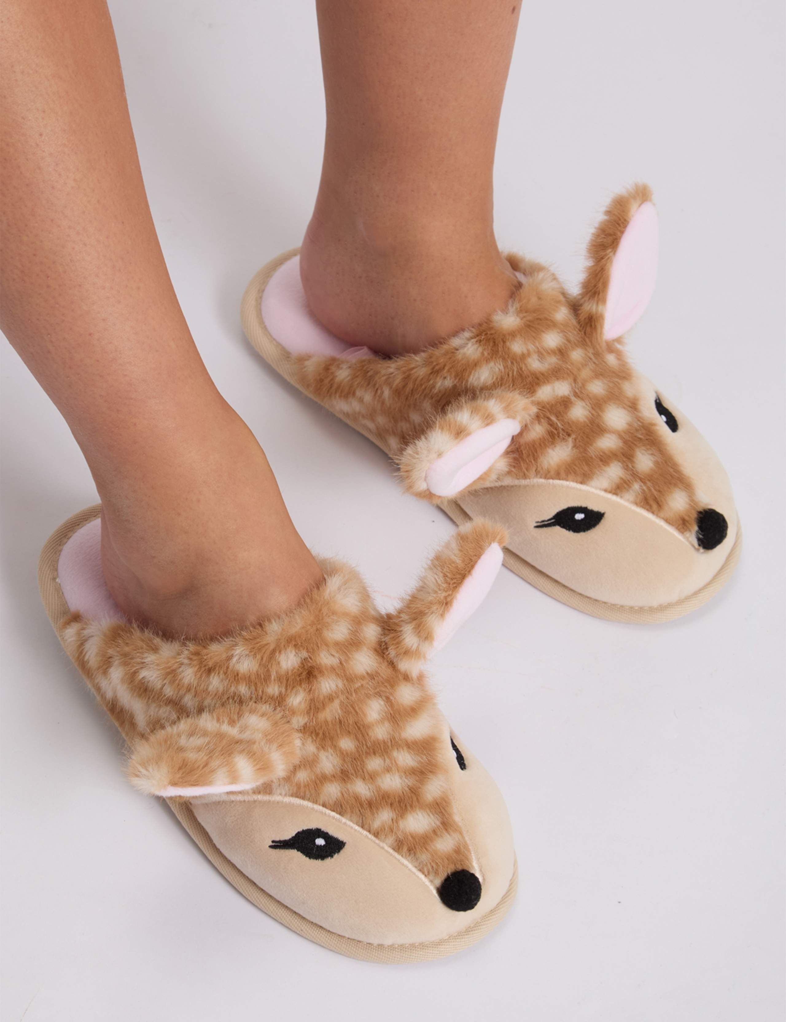 Deer Plush Mule Slippers 2 of 8
