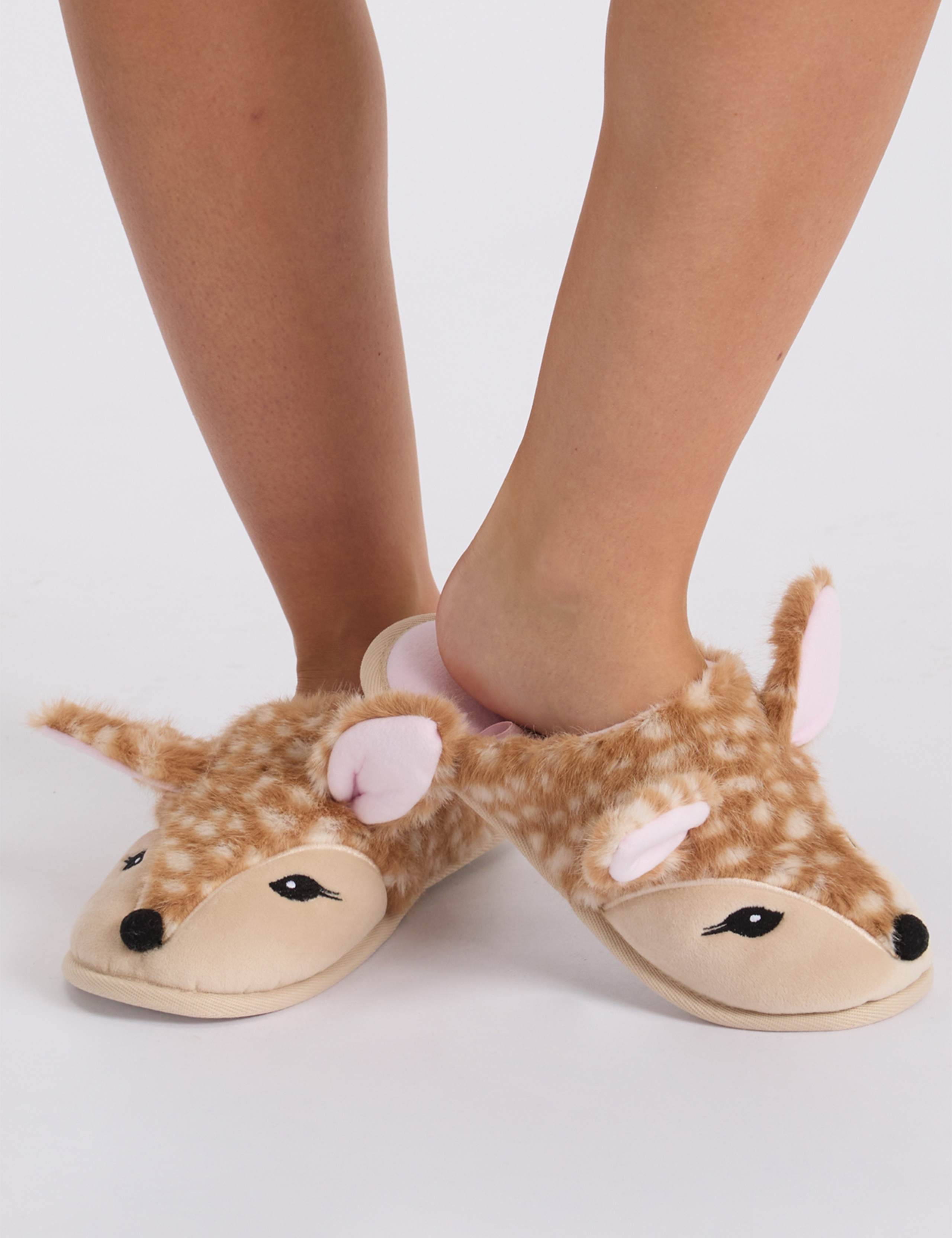 Deer Plush Mule Slippers 3 of 8