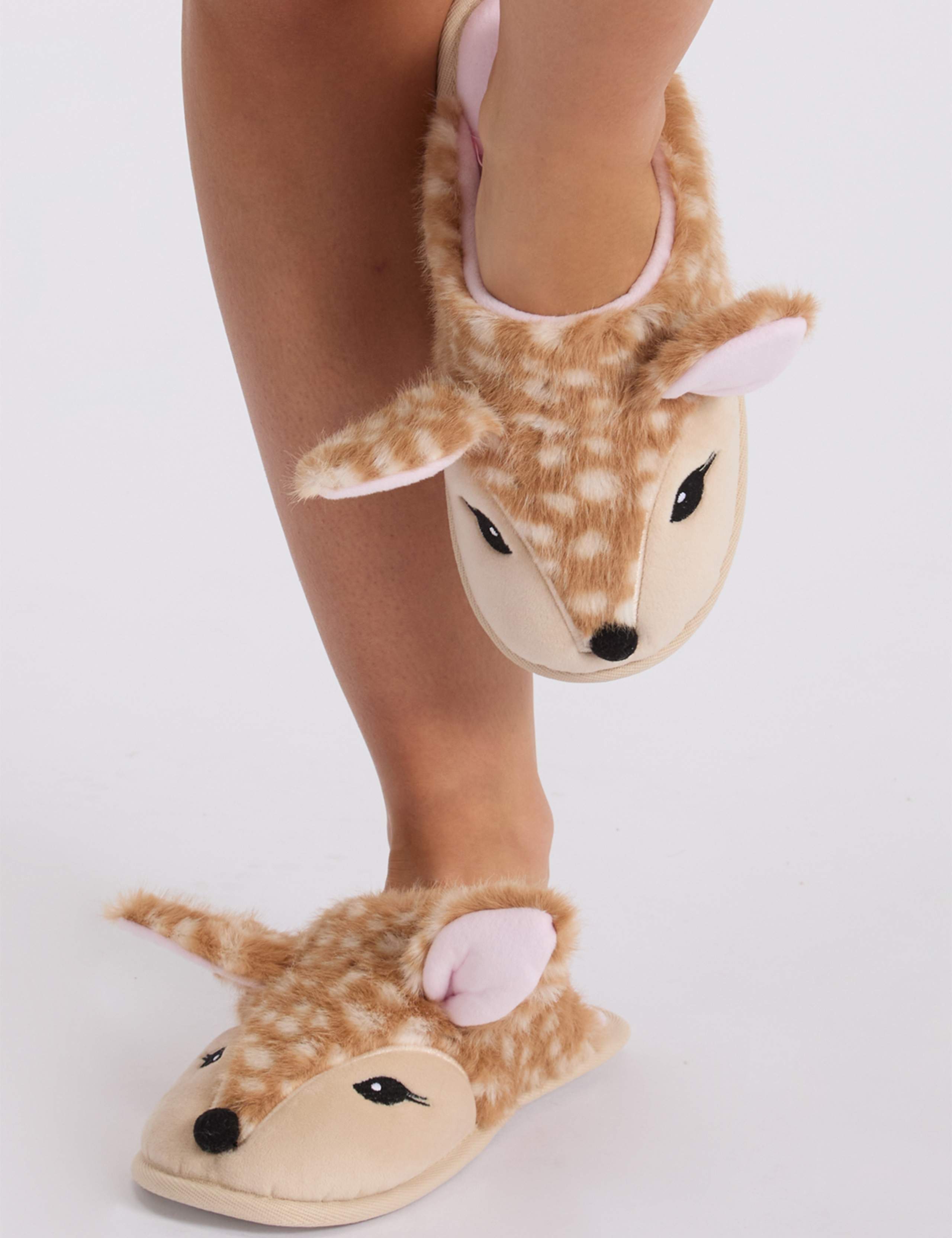Deer Plush Mule Slippers 4 of 8