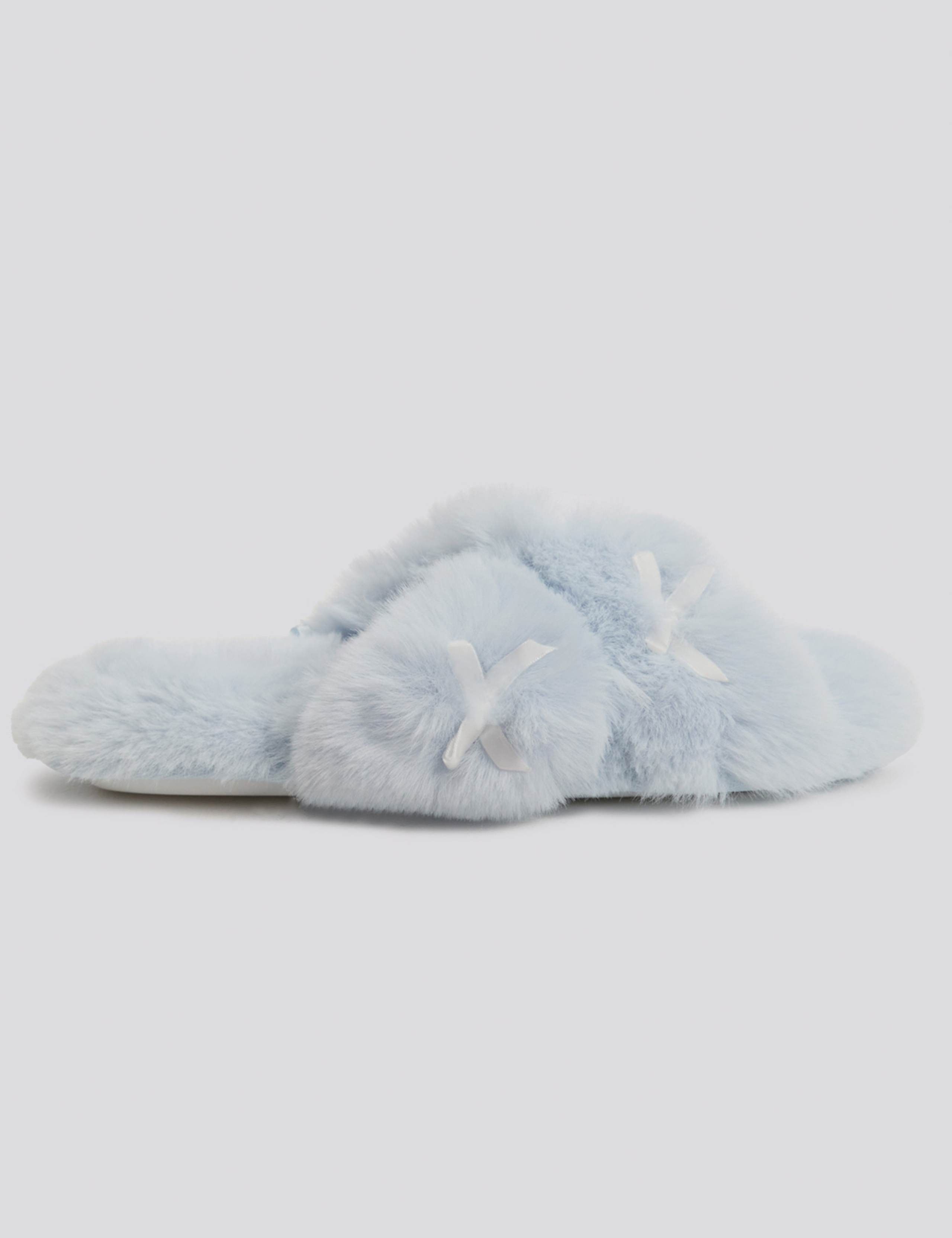 Multi Bow Plush Cross Band Slippers 2 of 5
