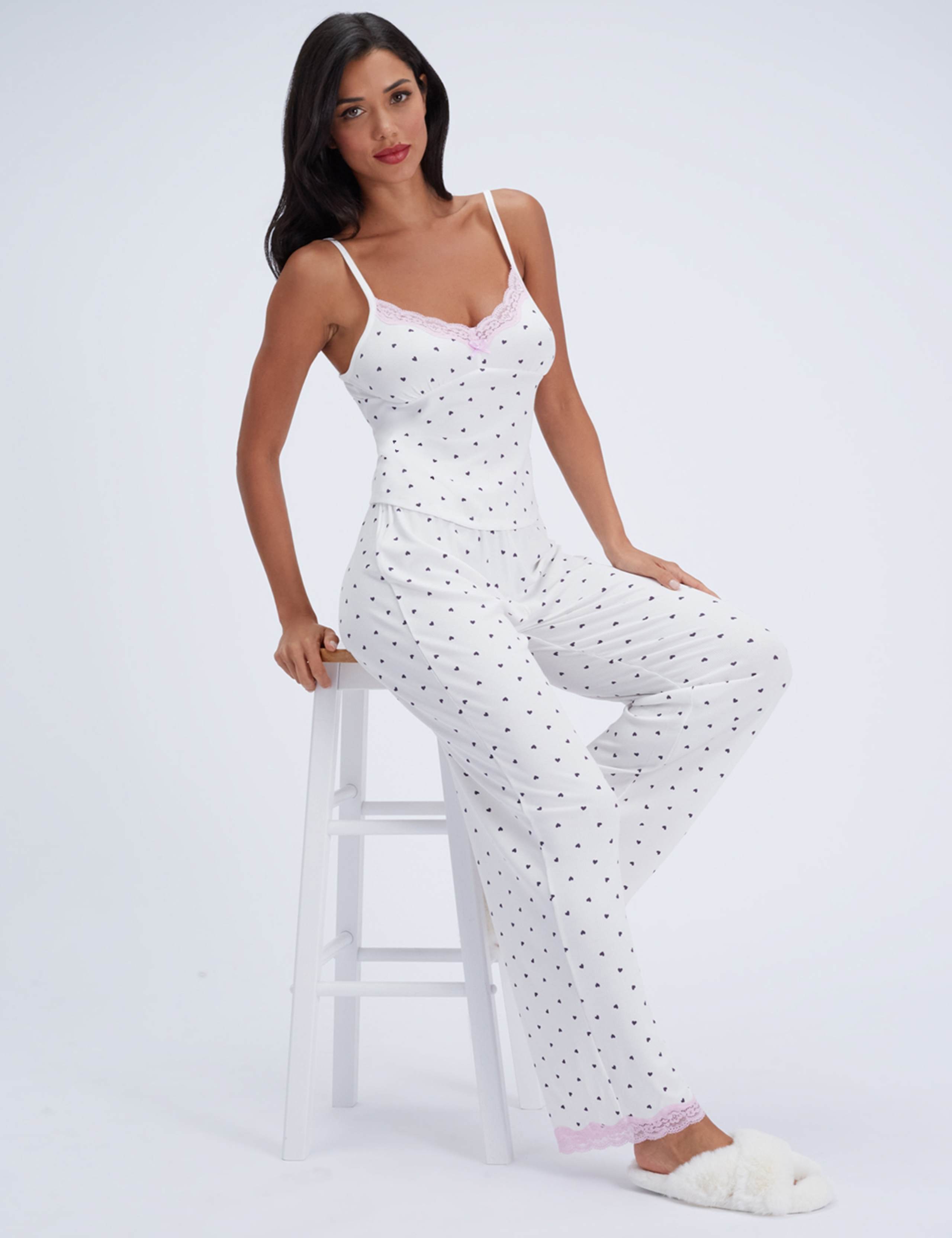 Modal Rich Heart Ribbed Pyjama Set 2 of 8