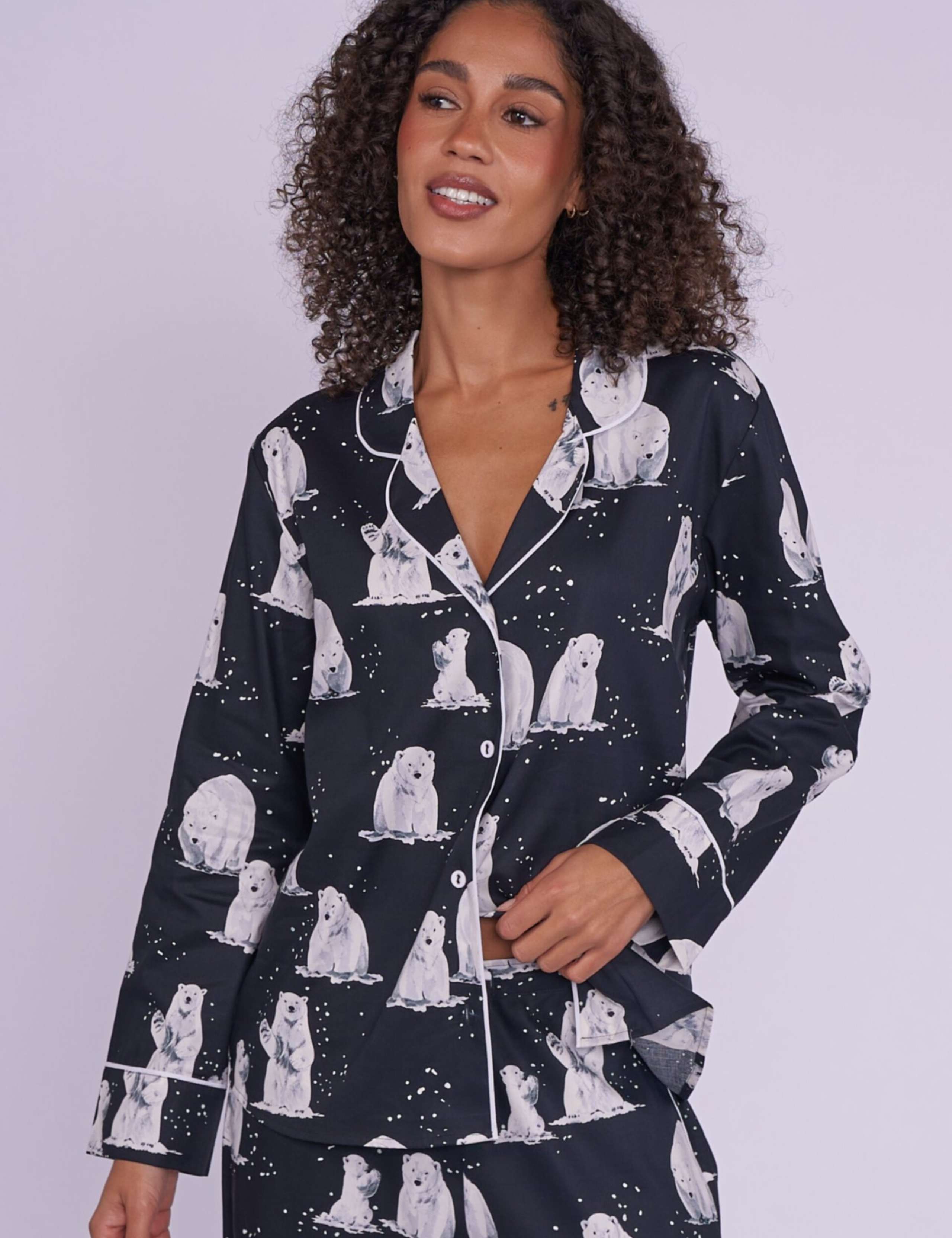 Family Christmas Cotton Modal Polar Bear Print Pyjama Top 1 of 5