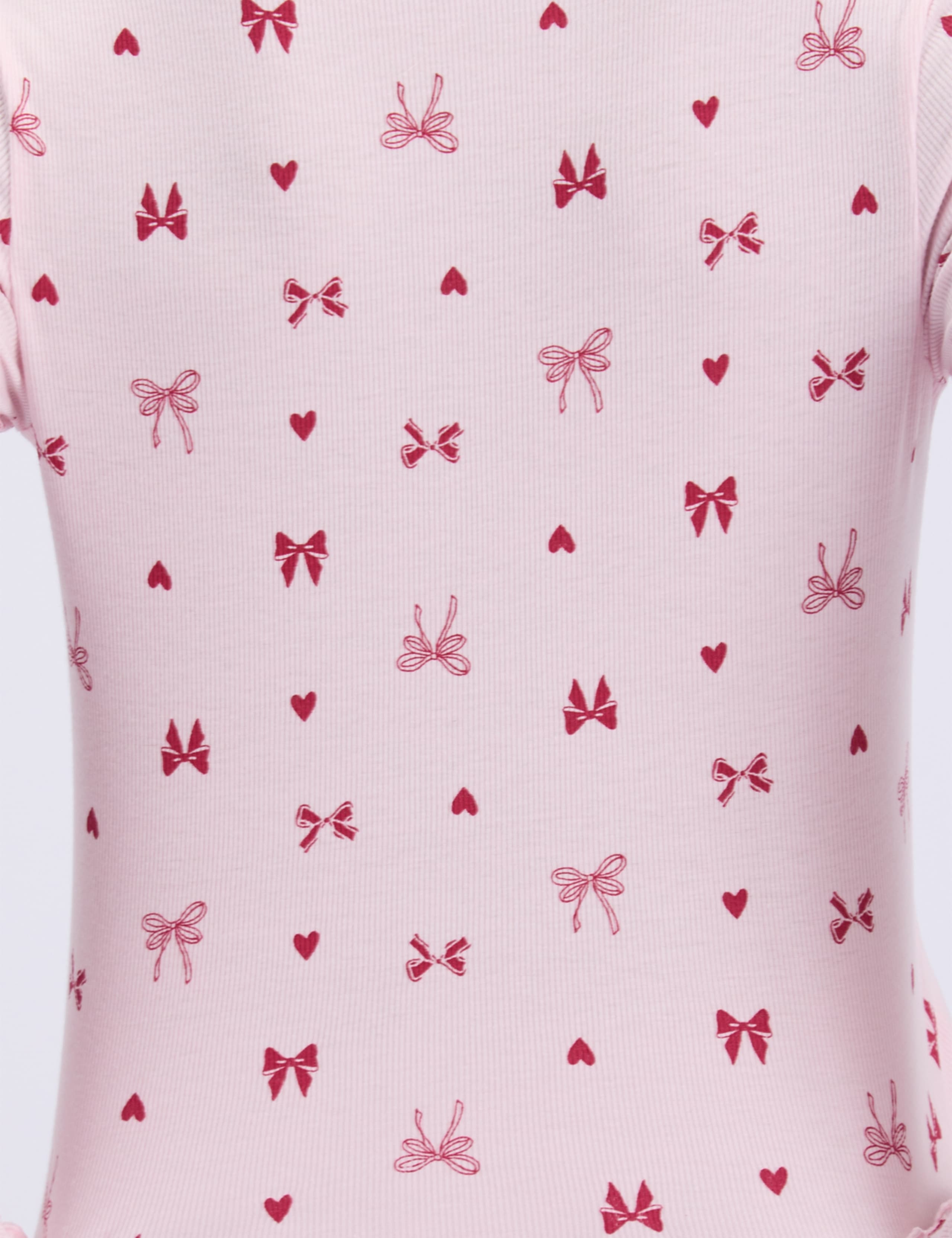 Ribbed Bow Print Wide Leg Pyjama Set 6 of 6