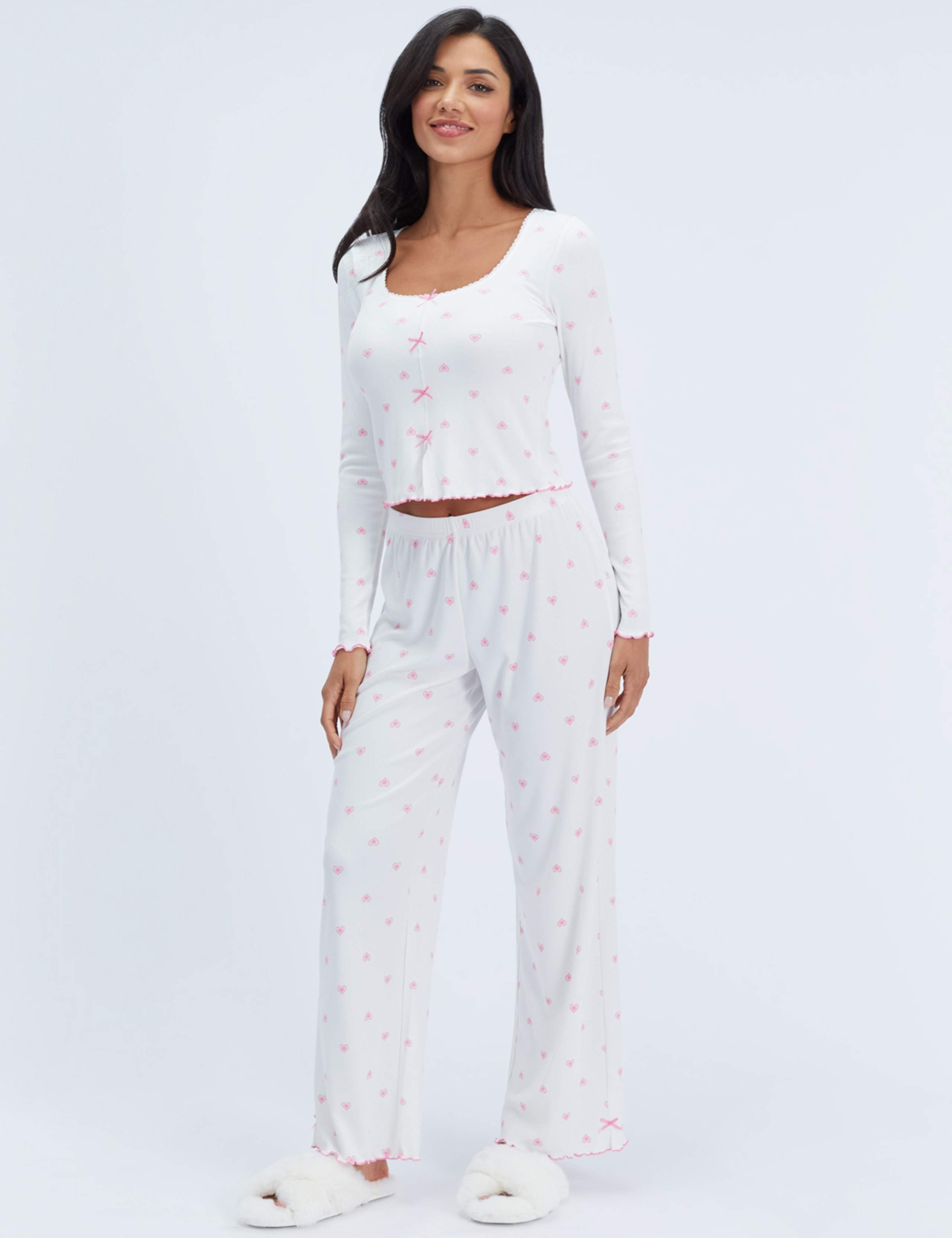 Heart Ribbed Bow Pyjama Set 5 of 7