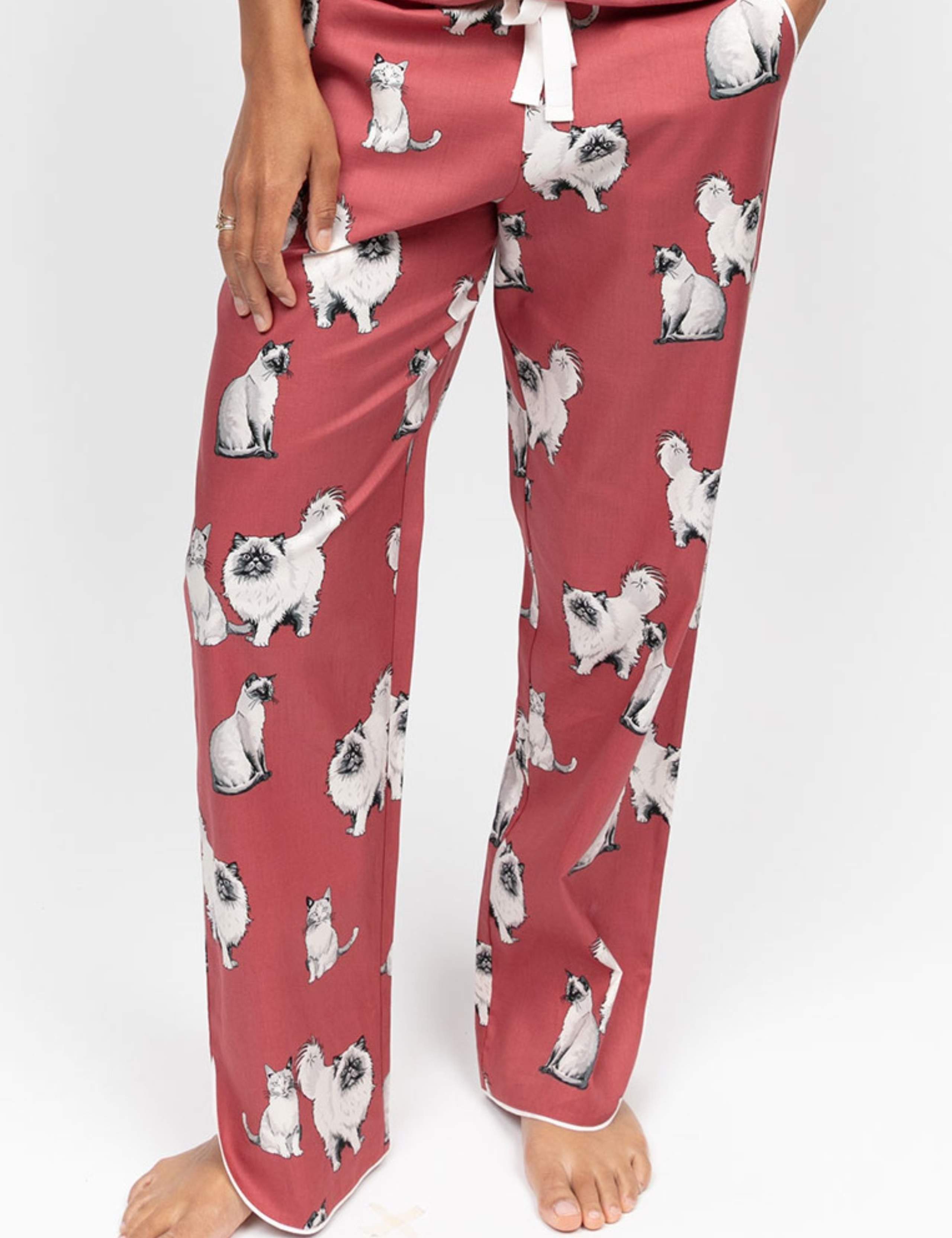 Cotton Modal Cat Print Pyjama Bottoms 1 of 4