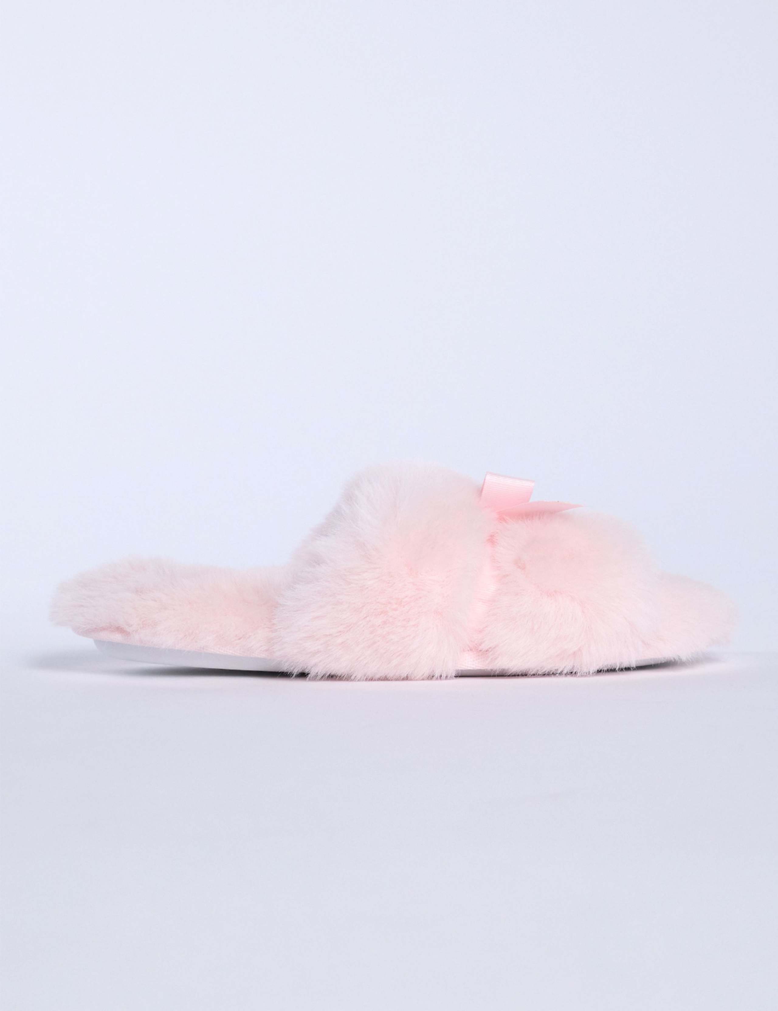 Faux Fur Bow Slider Slippers 4 of 5