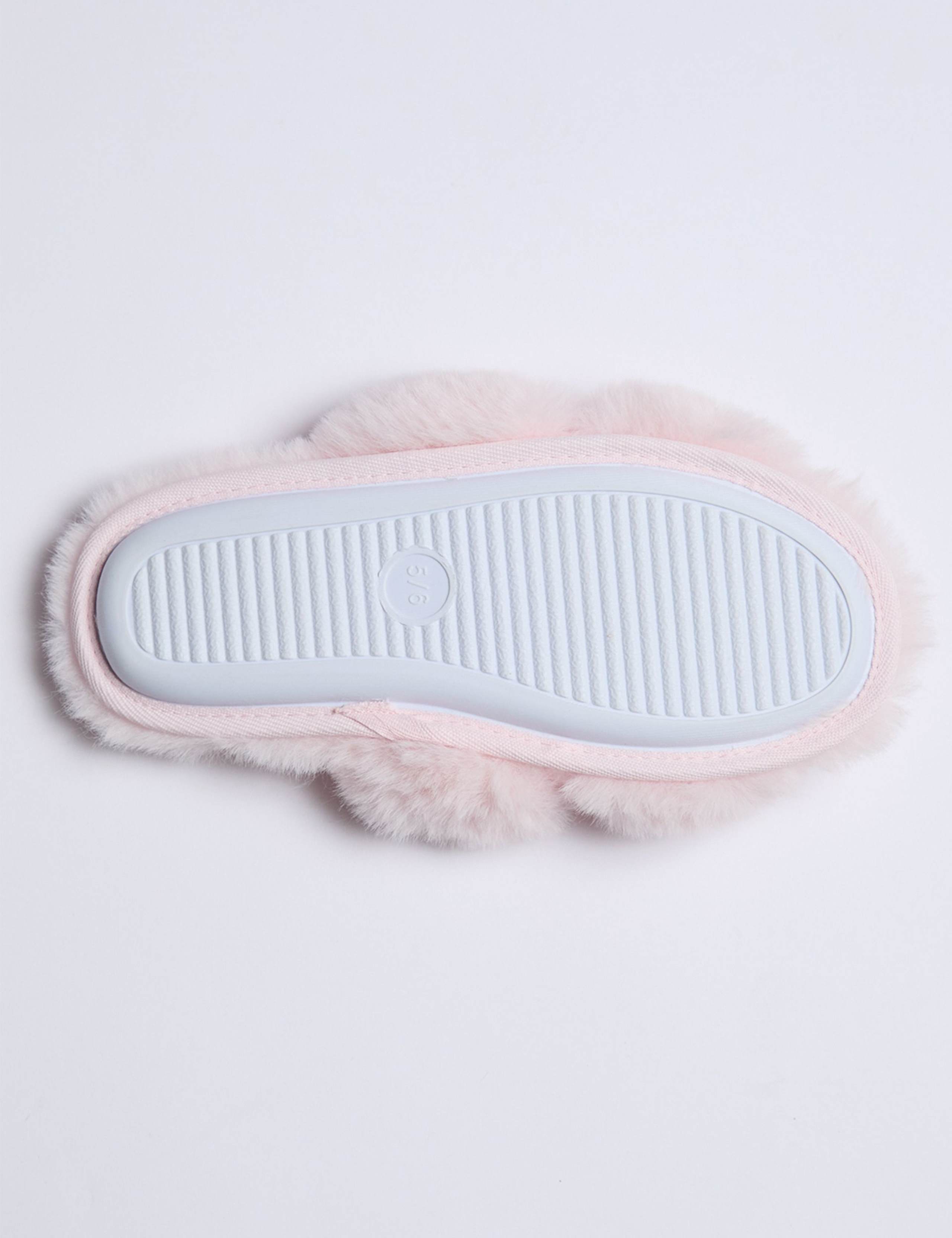 Faux Fur Bow Slider Slippers 5 of 5