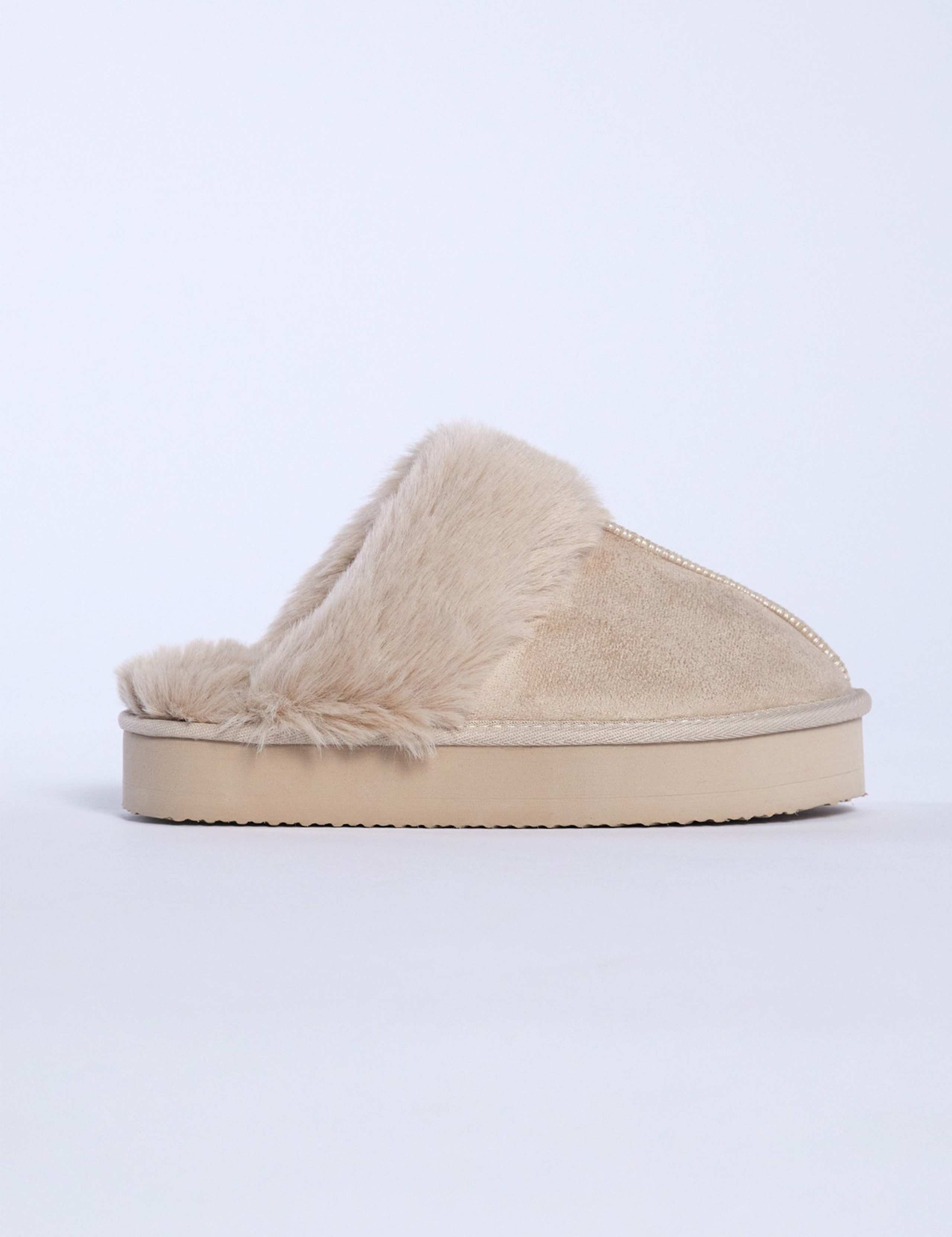 Faux Fur Cuff Platform Mule Slippers 2 of 5