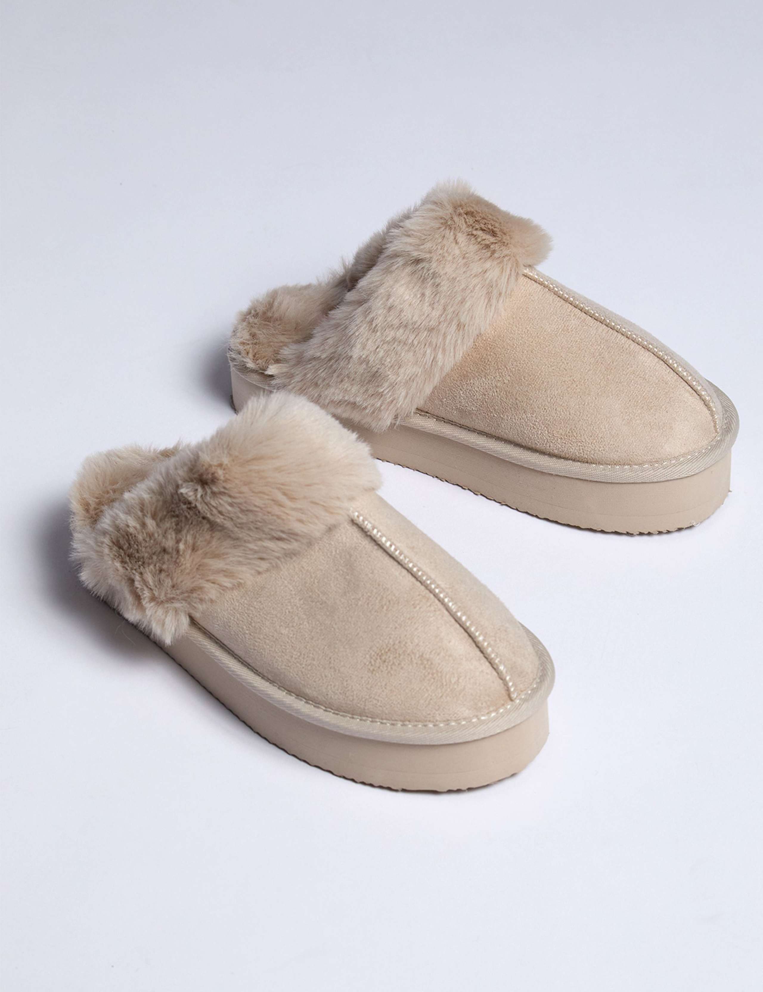 Faux Fur Cuff Platform Mule Slippers 4 of 5