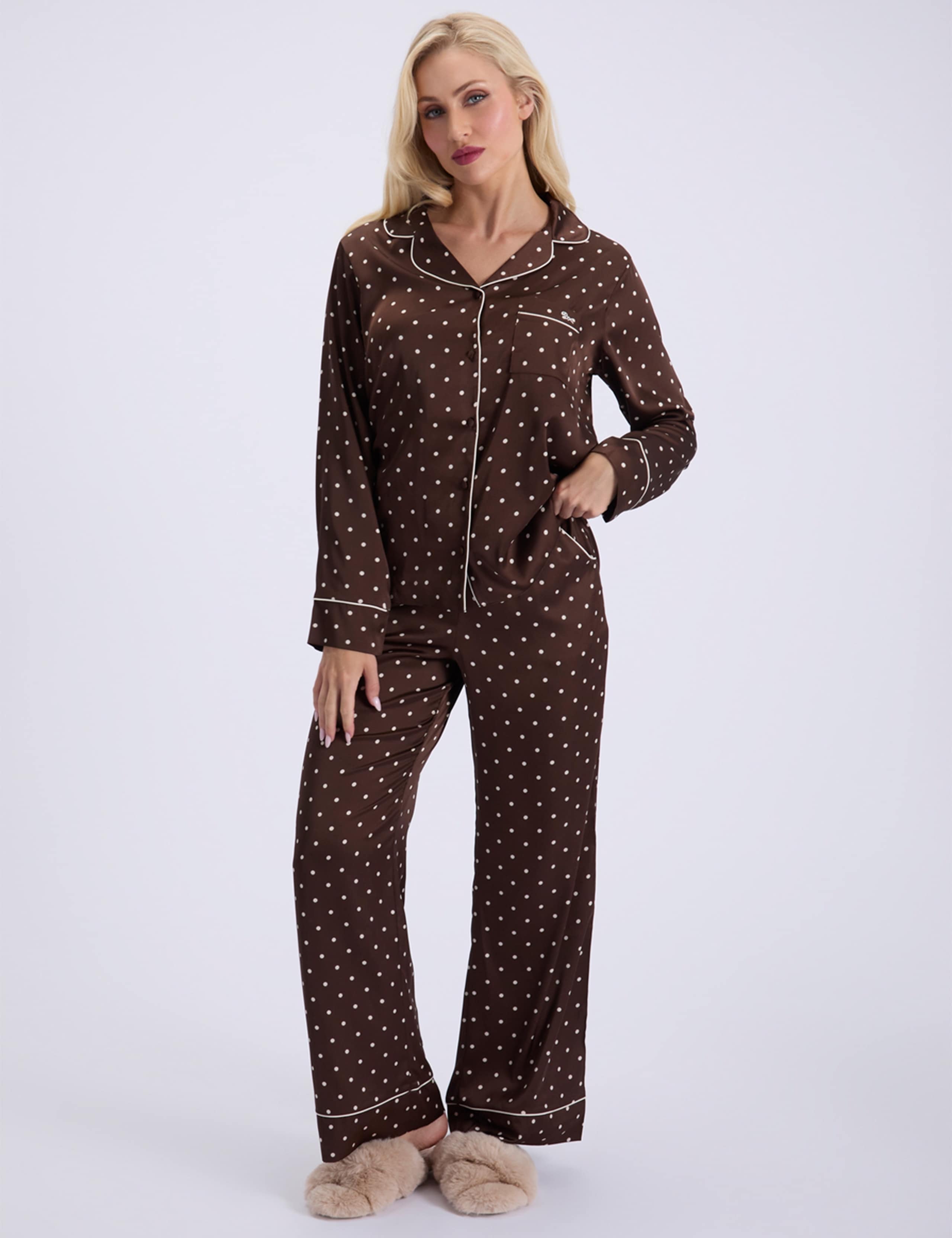Satin Polka Dot Revere Pyjama Set 2 of 7