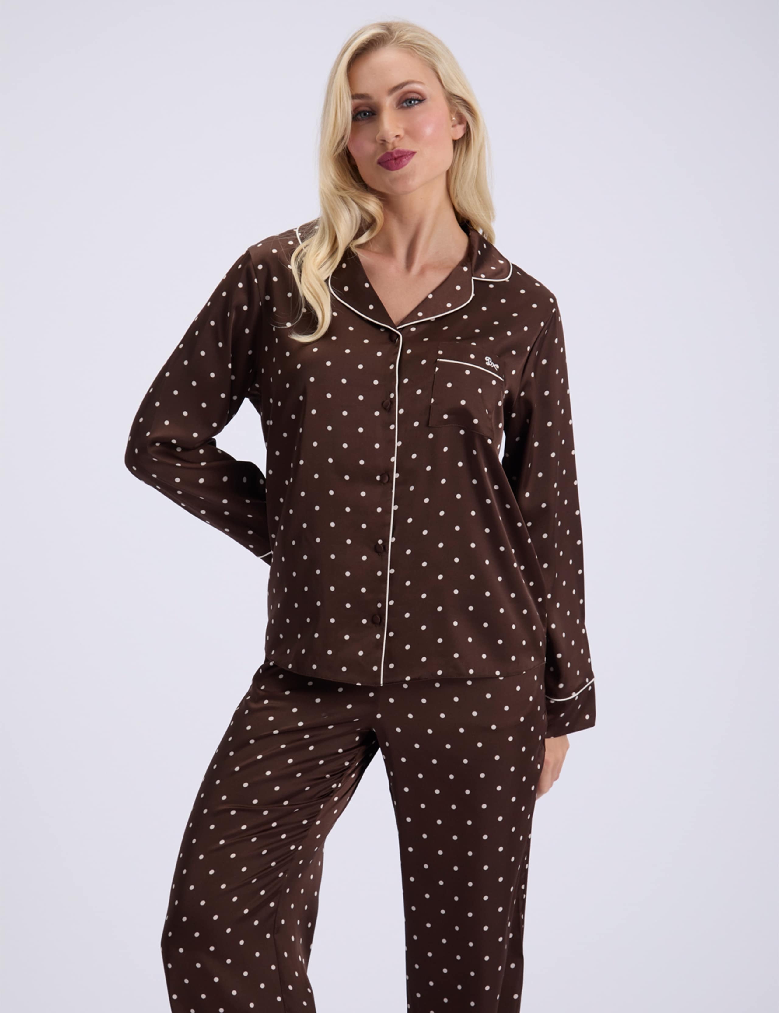 Satin Polka Dot Revere Pyjama Set 3 of 7