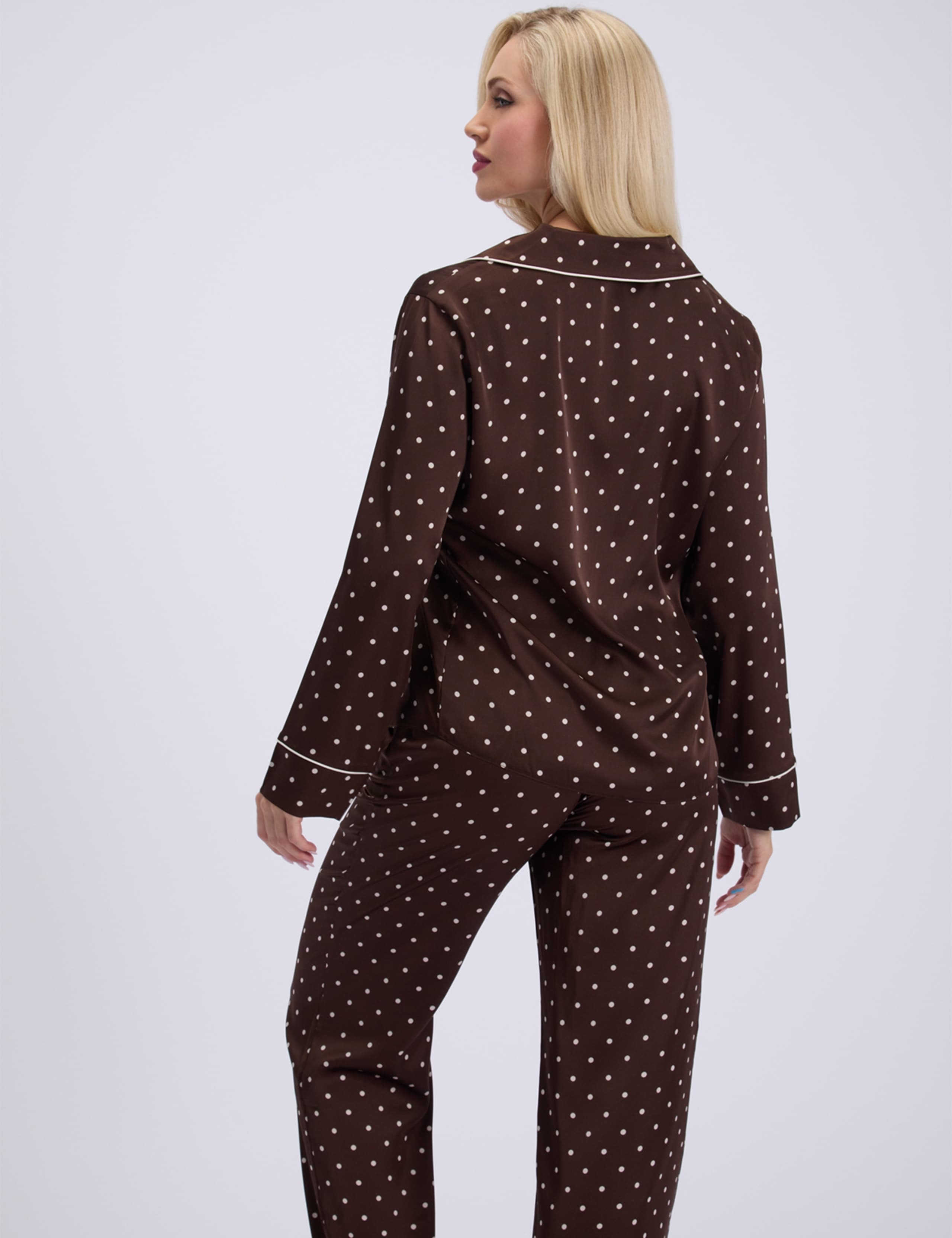 Satin Polka Dot Revere Pyjama Set 6 of 7