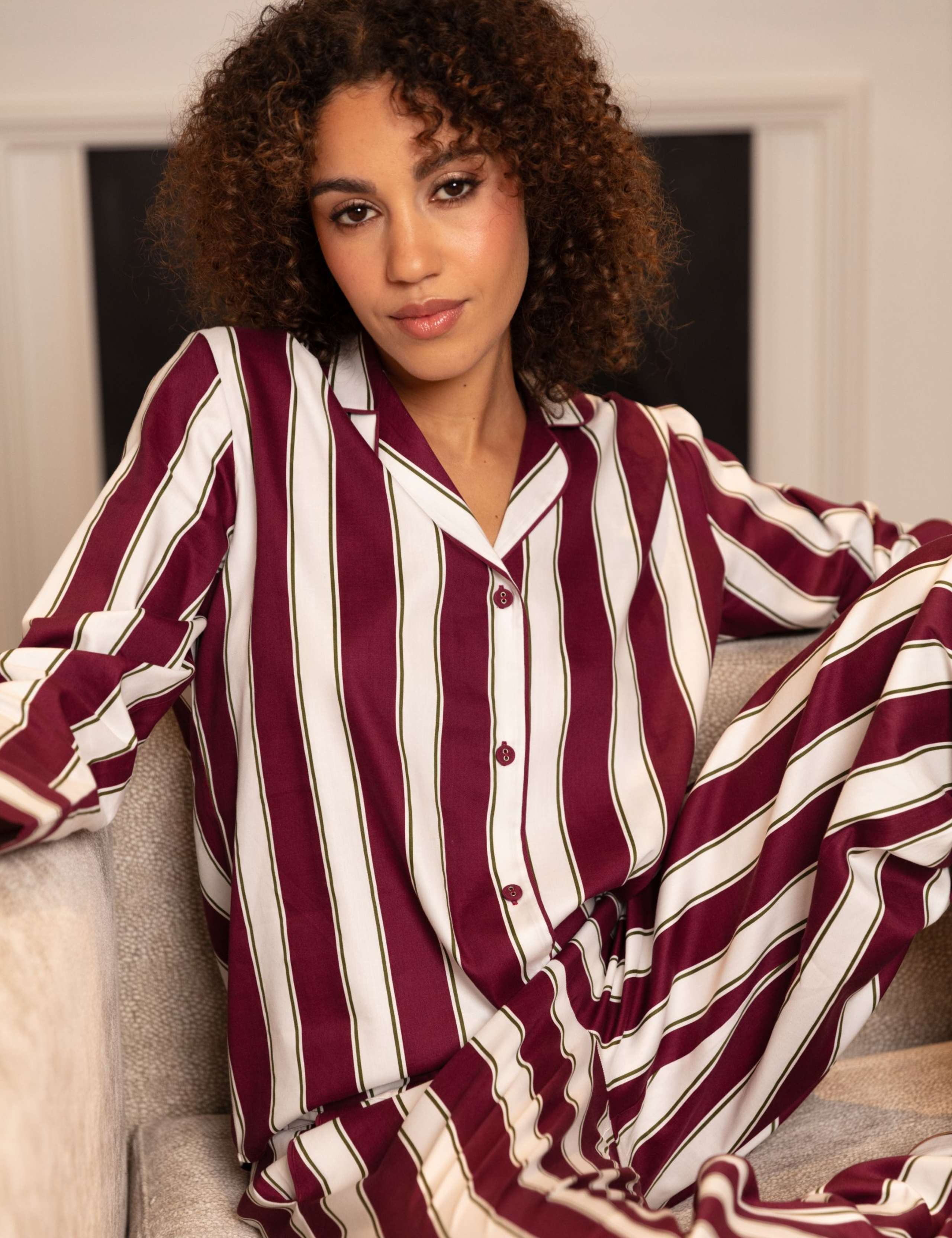 Cotton Modal Blend Striped Pyjama Bottoms 1 of 4