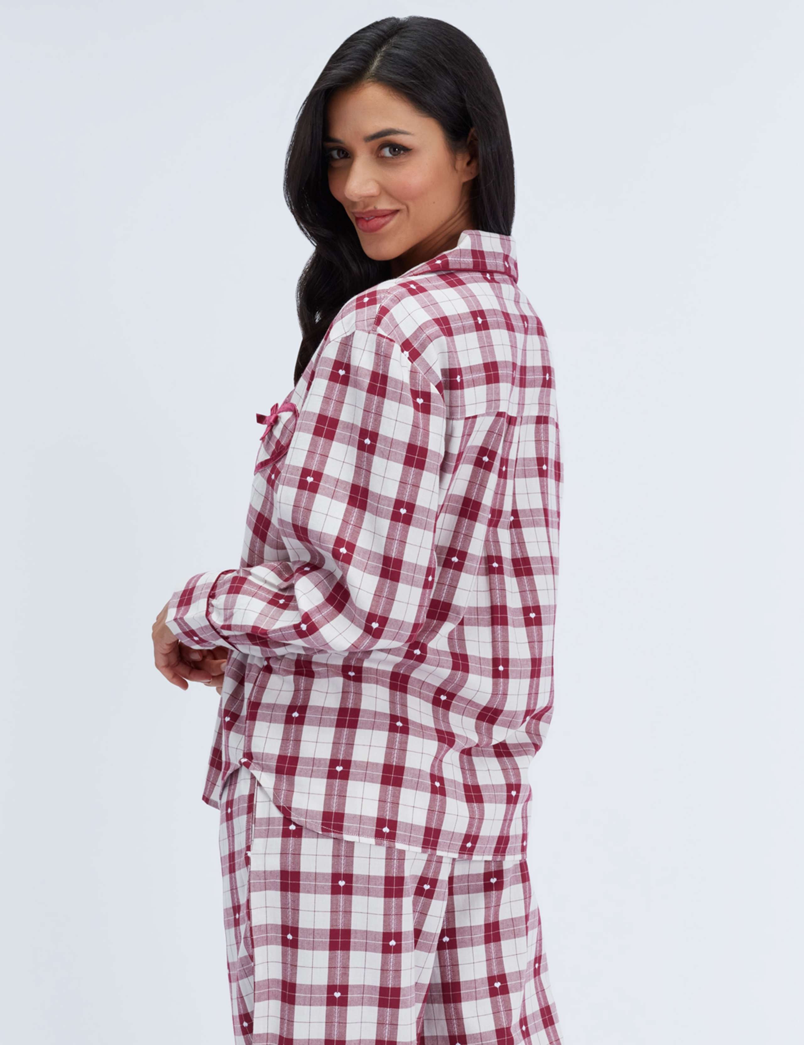 Pure Cotton Checked Heart Pyjama Set 5 of 7