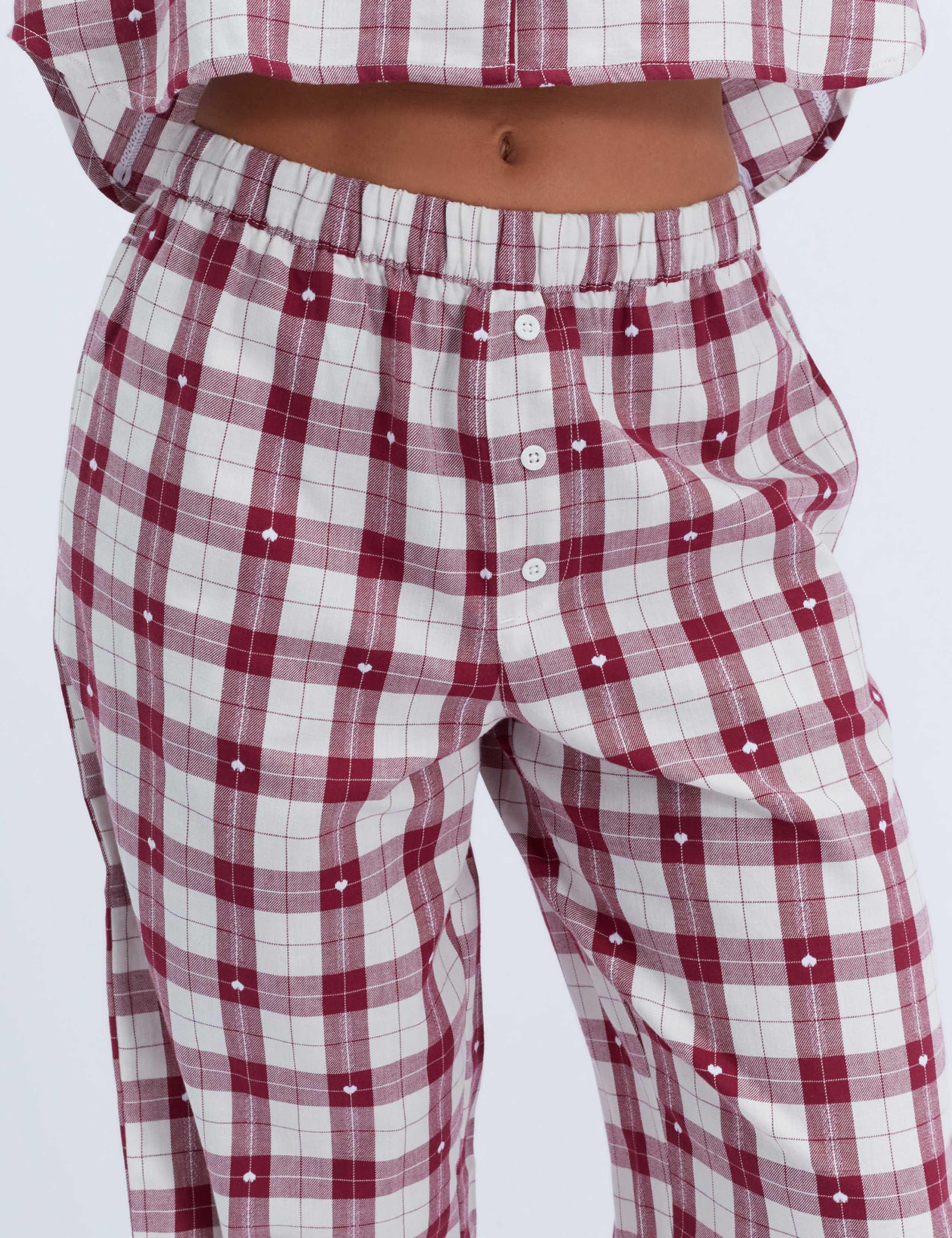 Pure Cotton Checked Heart Pyjama Set 6 of 7