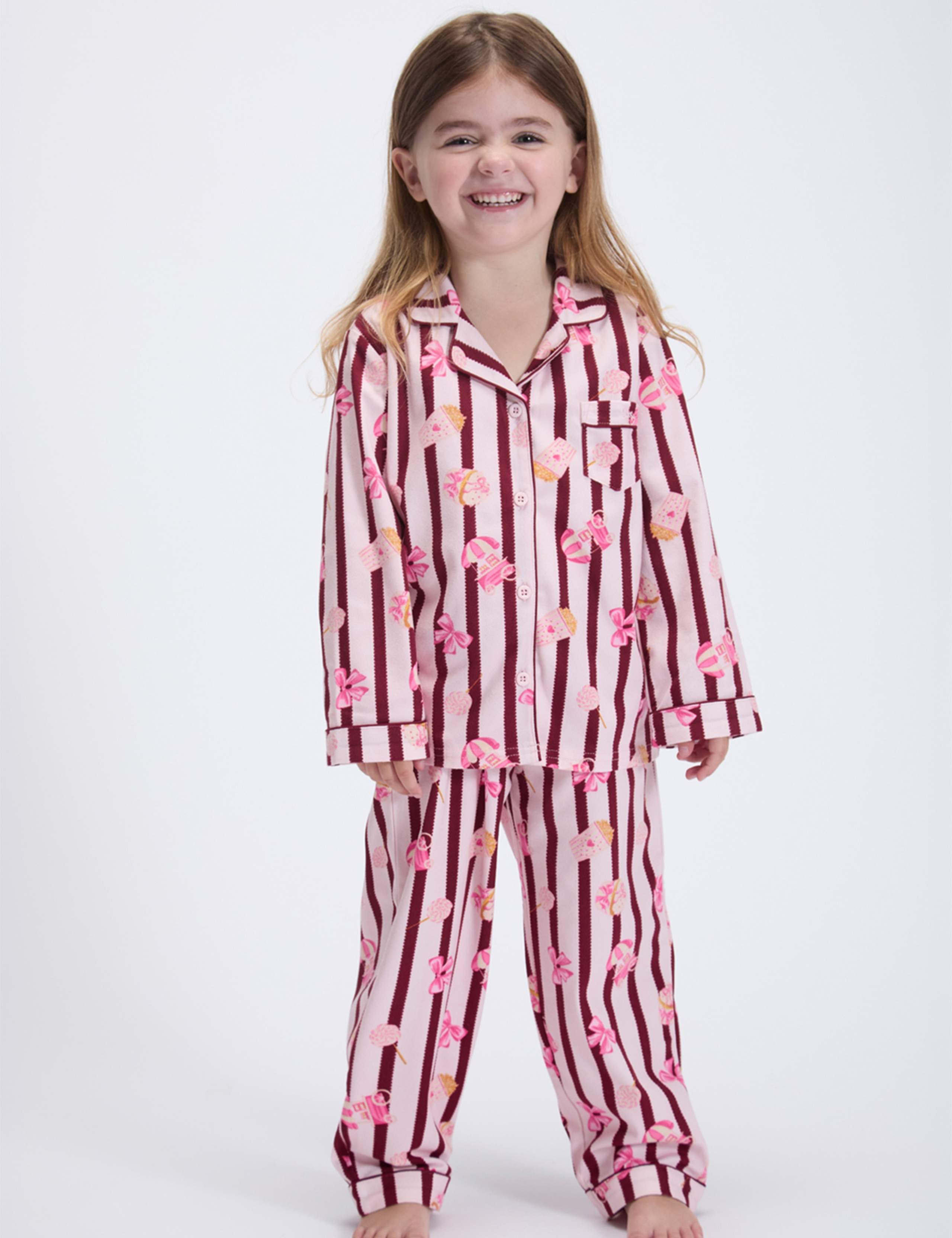 Fleece Popcorn Striped Pyjamas in a Bag (2-12 Yrs) 2 of 8