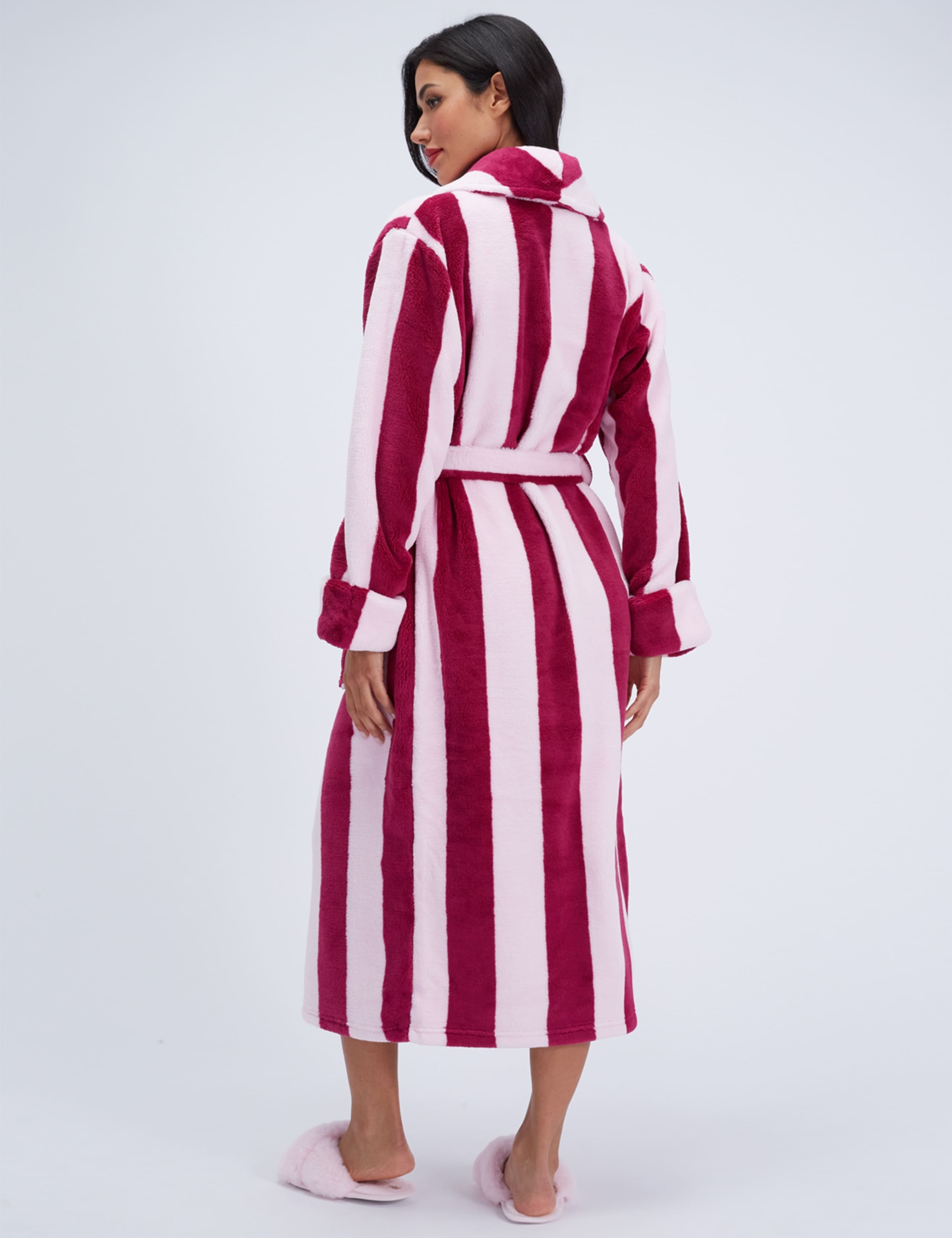 Striped Fluffy Long Dressing Gown 4 of 7