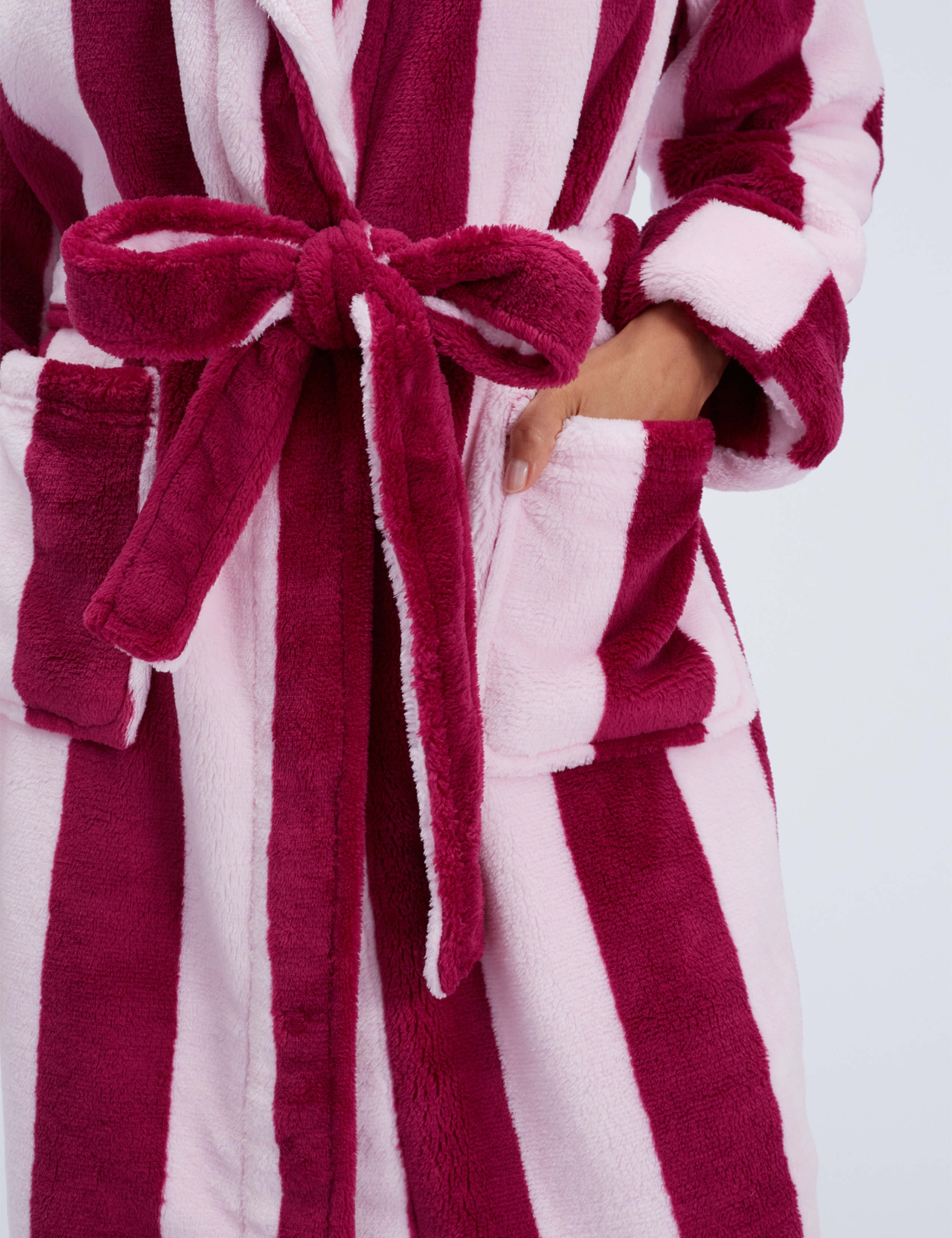 Striped Fluffy Long Dressing Gown 6 of 7