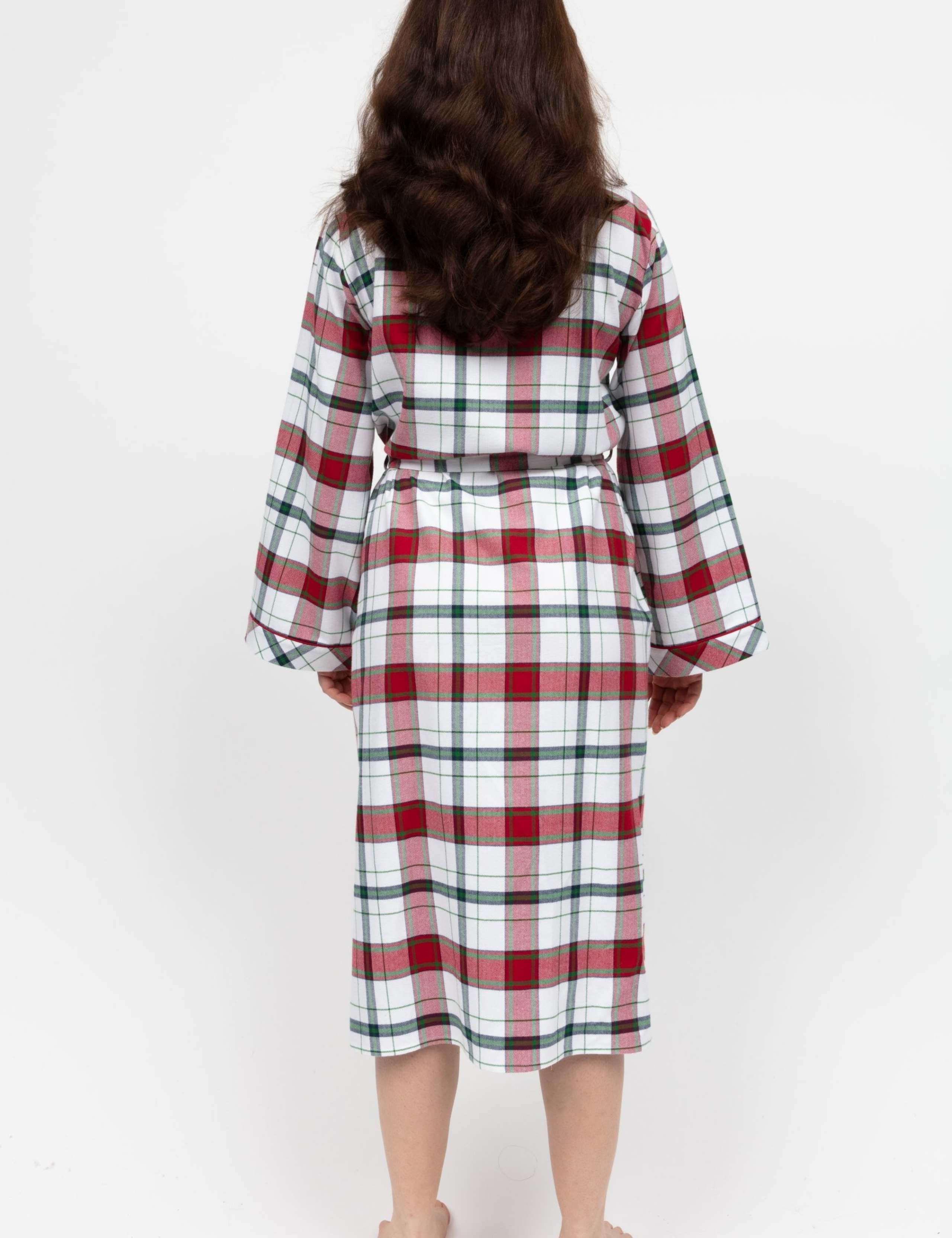 Pure Cotton Checked Dressing Gown 3 of 3