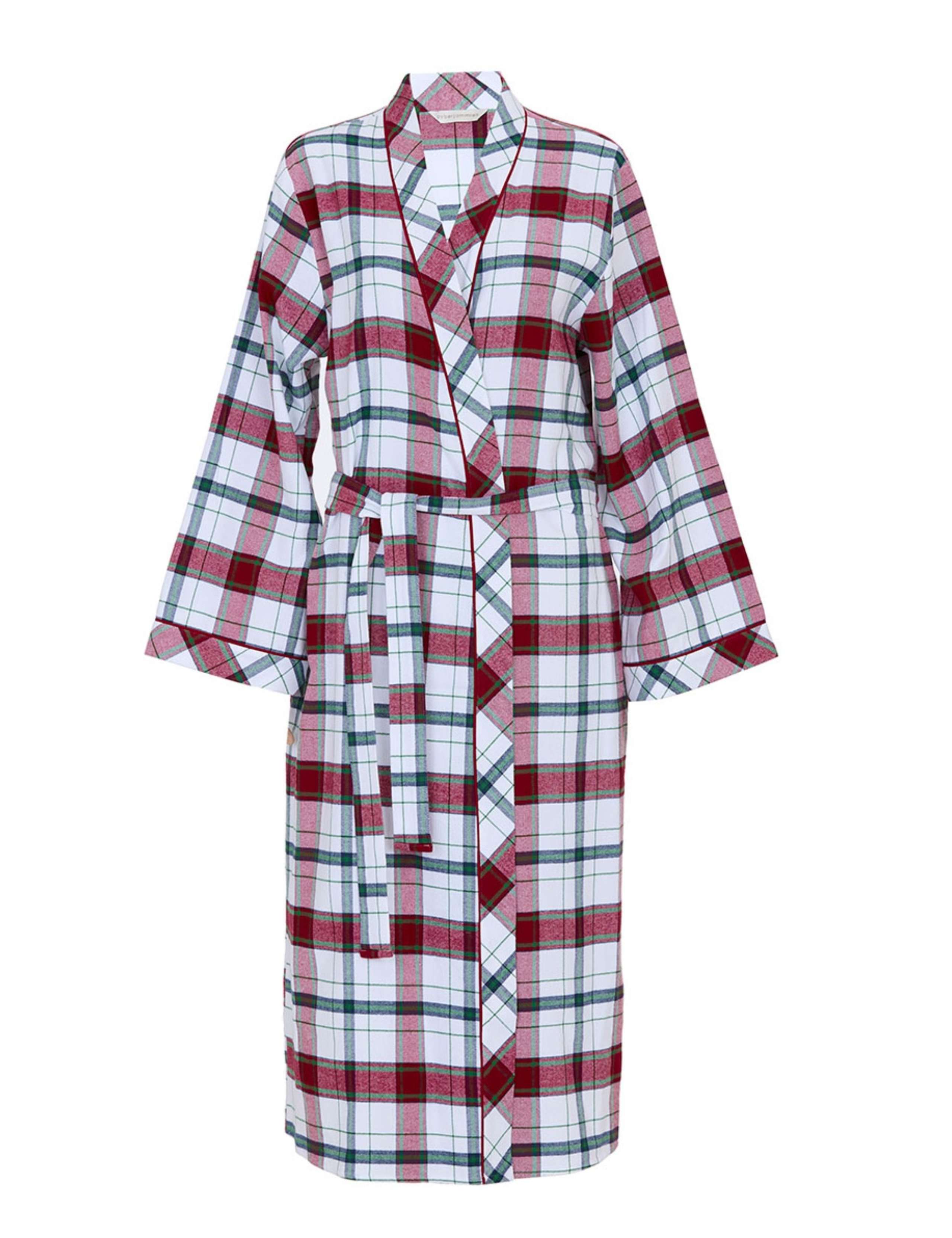 Pure Cotton Checked Dressing Gown 2 of 3