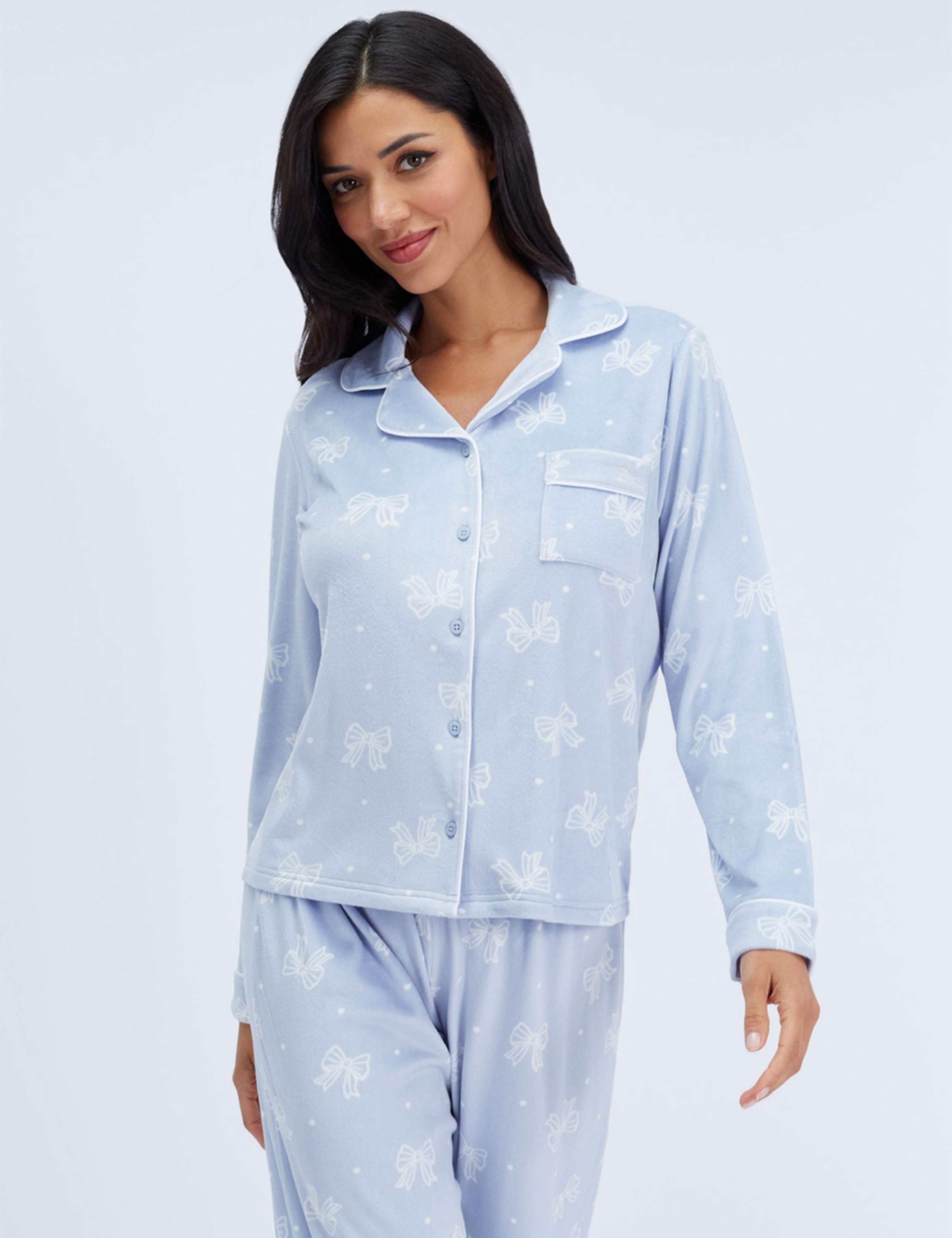 Velour Print Long Pyjama Set 3 of 7